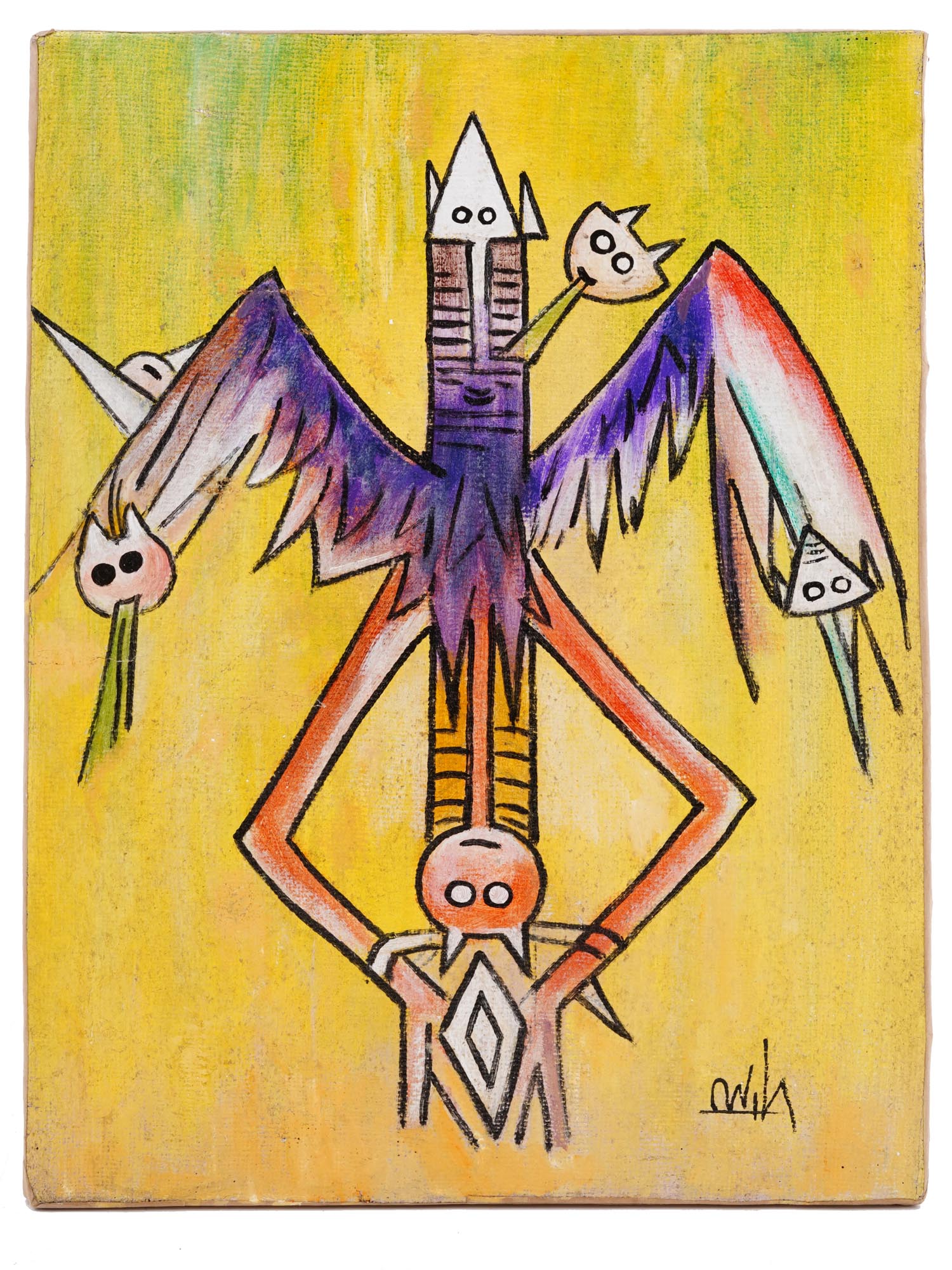 ABSTRACT CUBIST TOTEM OIL PAINTING BY WIFREDO LAM PIC-0