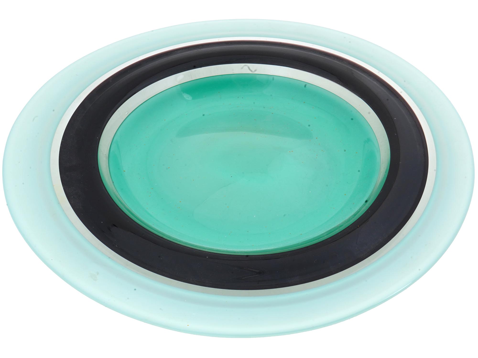 VINTAGE TURQUOISE CHARGER PLATE BY GILMOR GLASS PIC-0