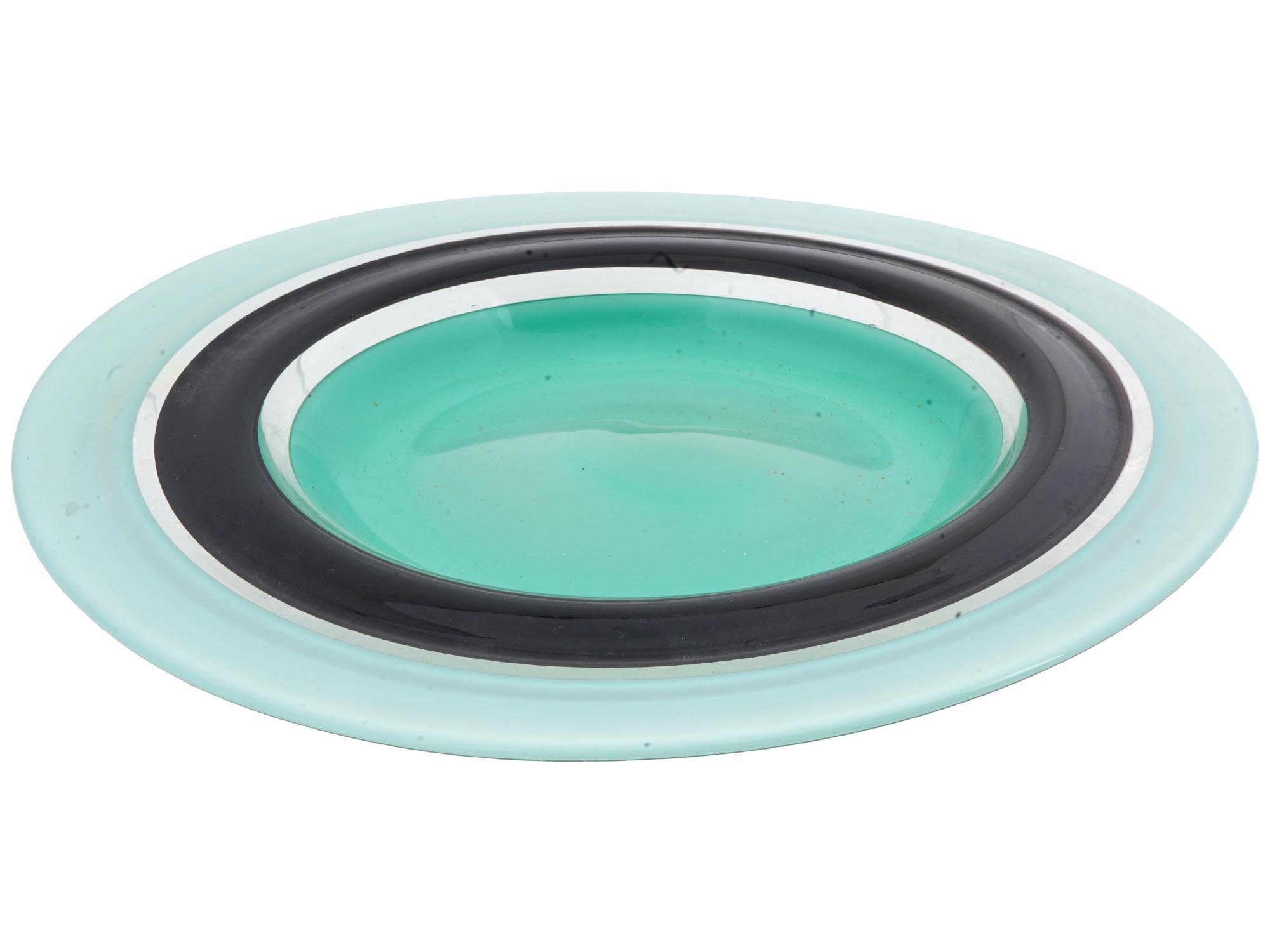 VINTAGE TURQUOISE CHARGER PLATE BY GILMOR GLASS PIC-1