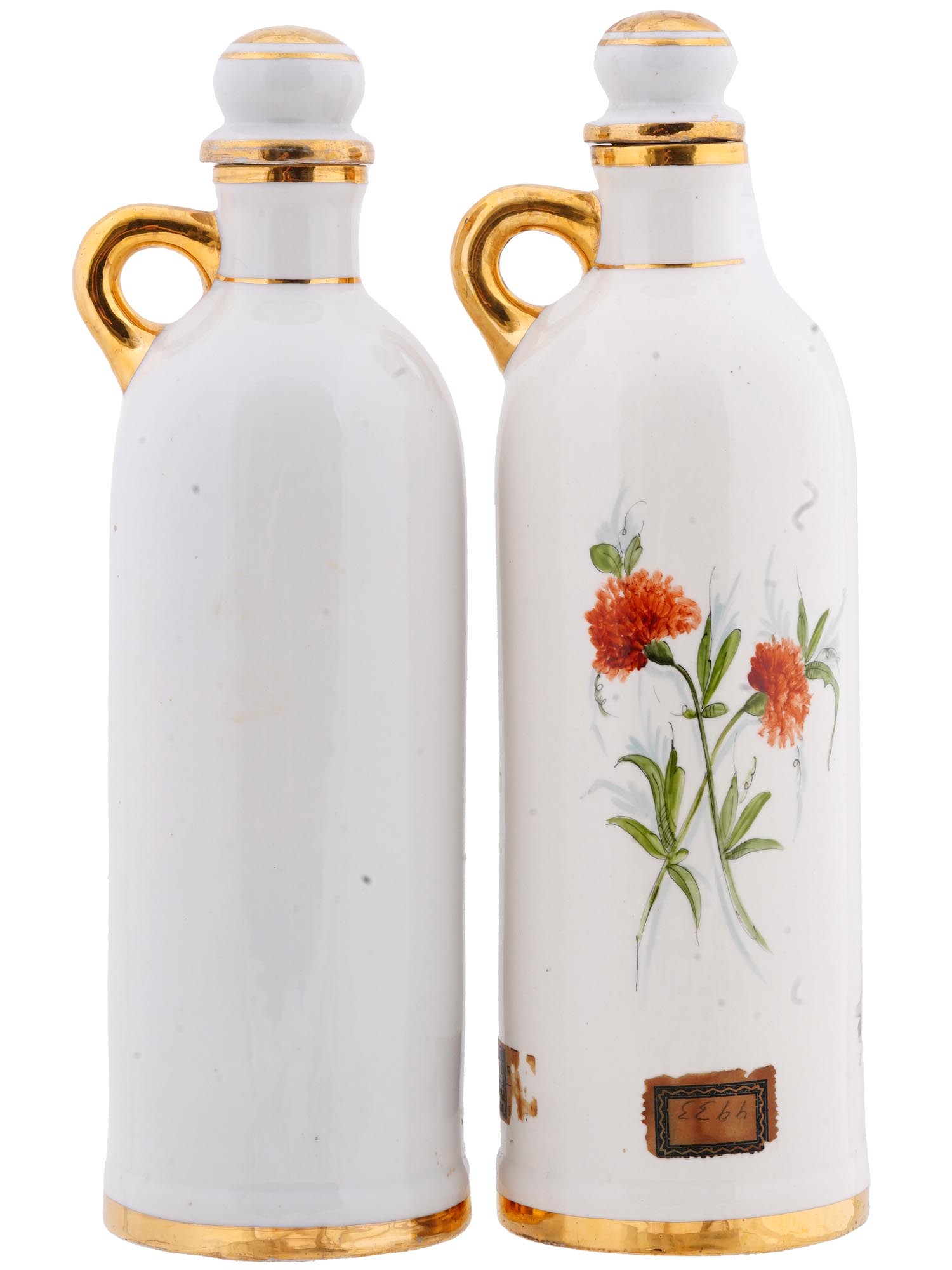 SPANISH HAND PAINTED PORCELAIN ALCOHOL BOTTLES PIC-3