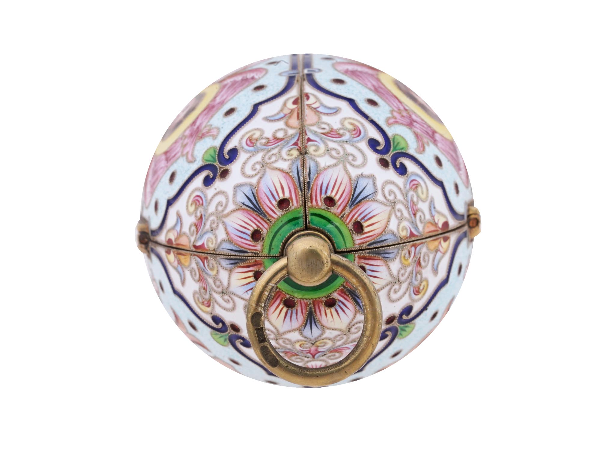 RUSSIAN 88 GILT SILVER ENAMEL EASTER EGG WITH SERAPHS PIC-5