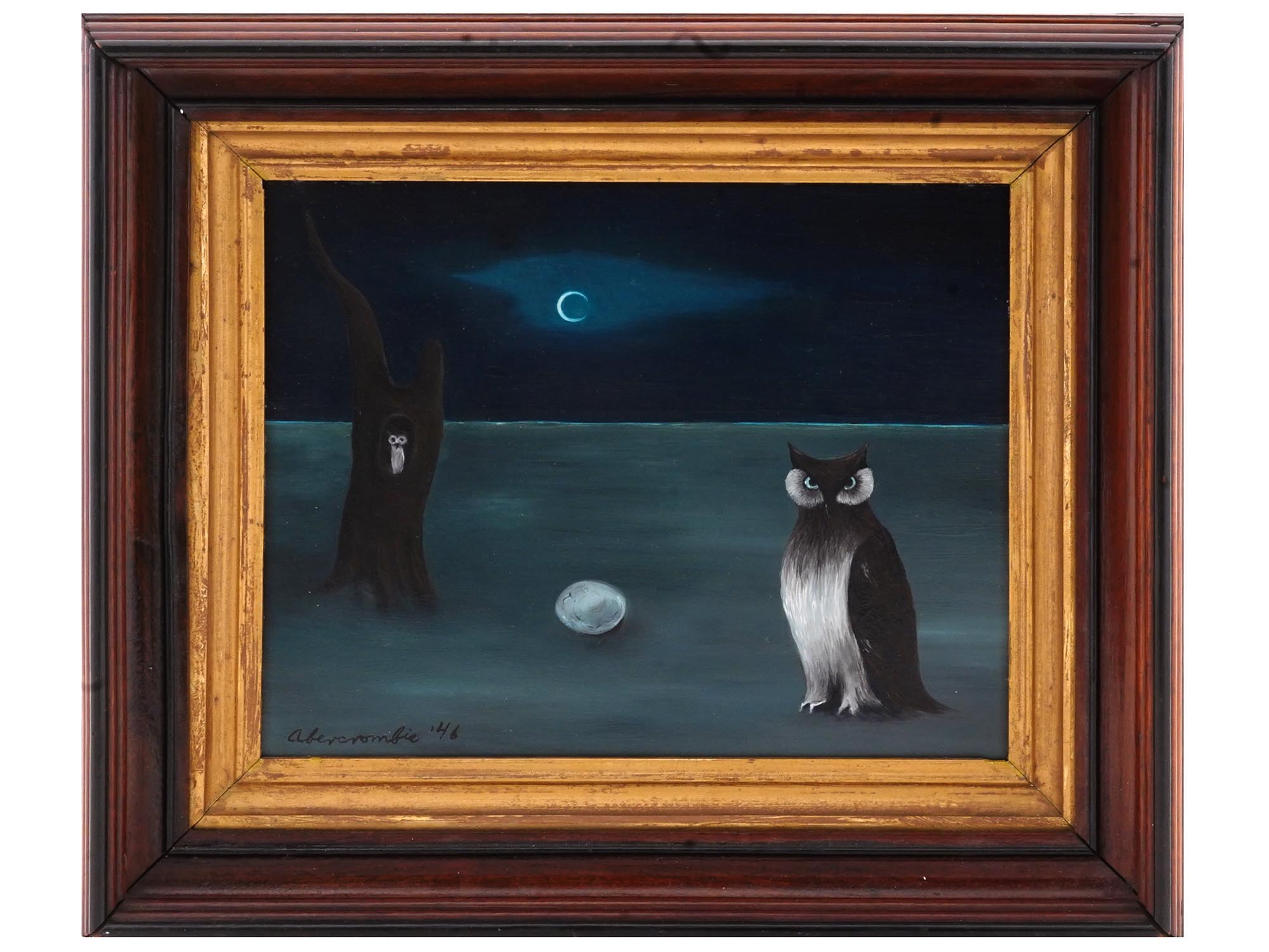 AMERICAN OWL OIL PAINTING BY GERTRUDE ABERCROMBIE PIC-0