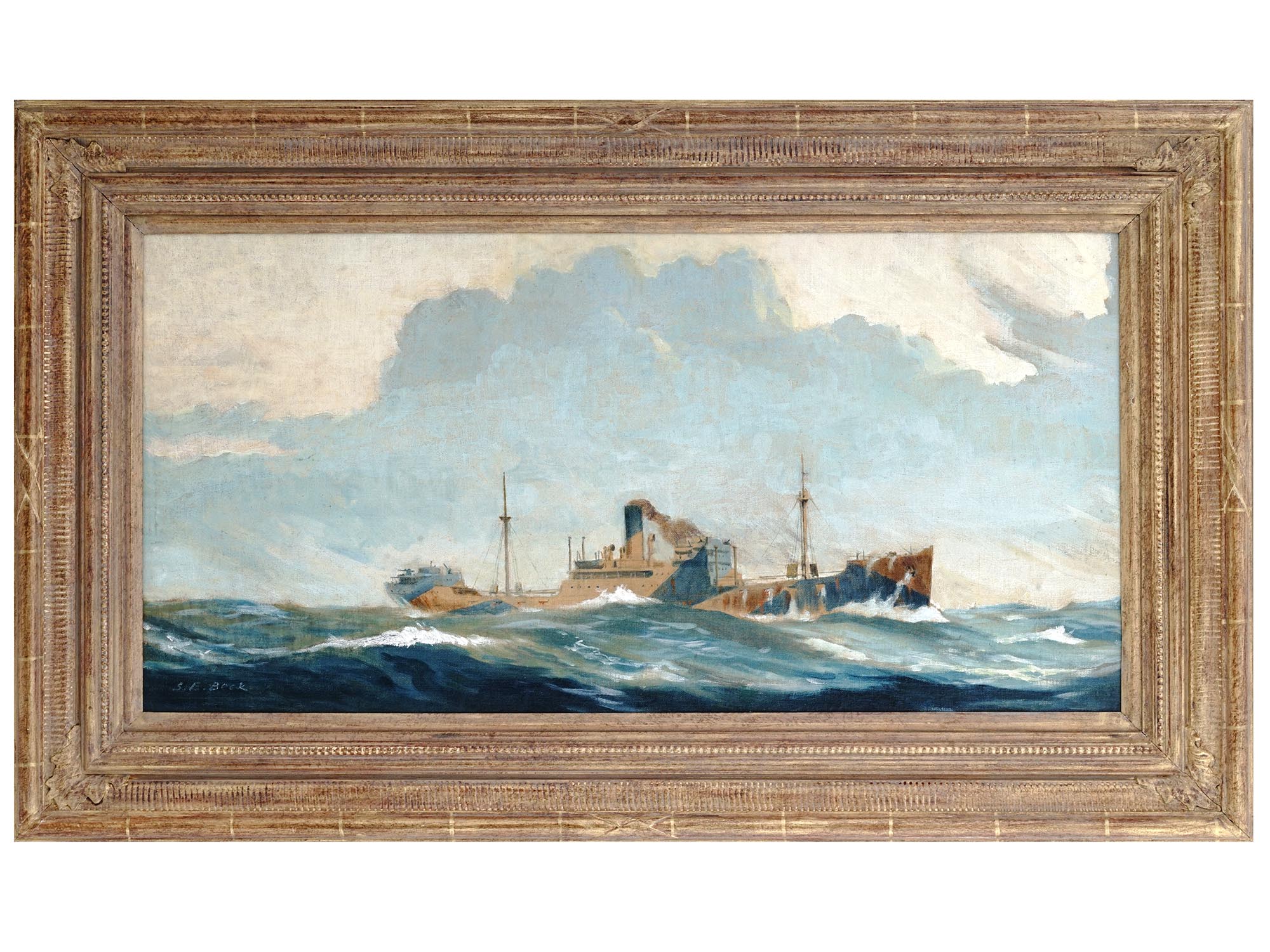 BRITISH SEASCAPE SHIP OIL PAINTING BY STUART BECK PIC-0