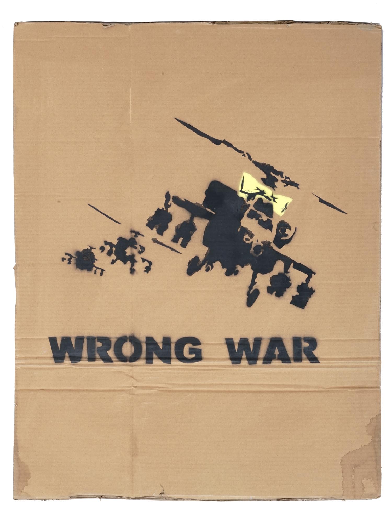 ENGLISH WRONG WAR STENCIL ON CARDBOARD BY BANKSY PIC-0