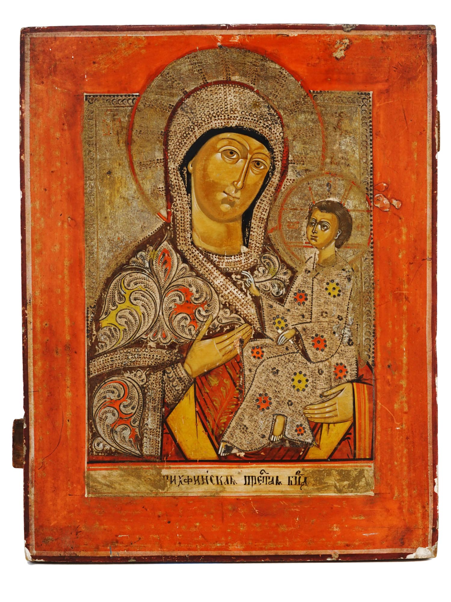 ANTIQUE RUSSIAN ICON MOTHER OF GOD OF TIKHVIN PIC-0