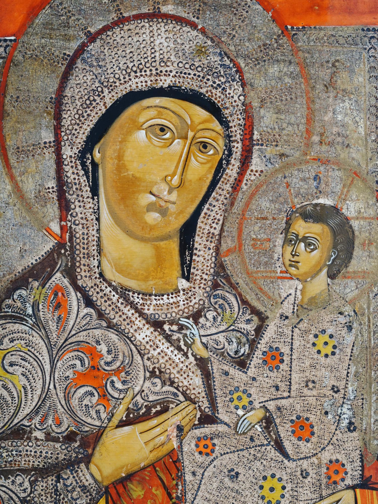 ANTIQUE RUSSIAN ICON MOTHER OF GOD OF TIKHVIN PIC-1