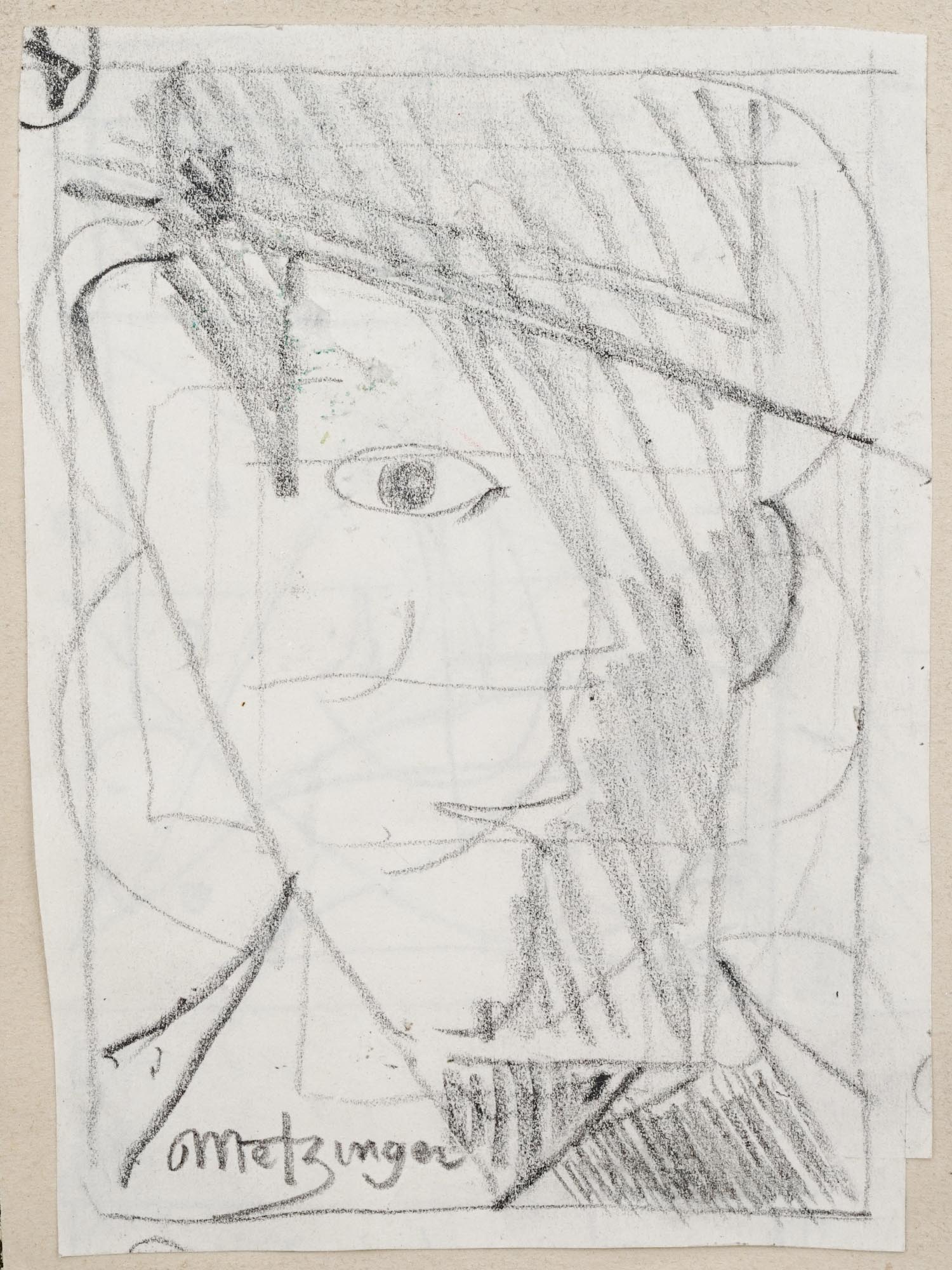 FRENCH PENCIL PORTRAIT PAINTING BY JEAN METZINGER PIC-1