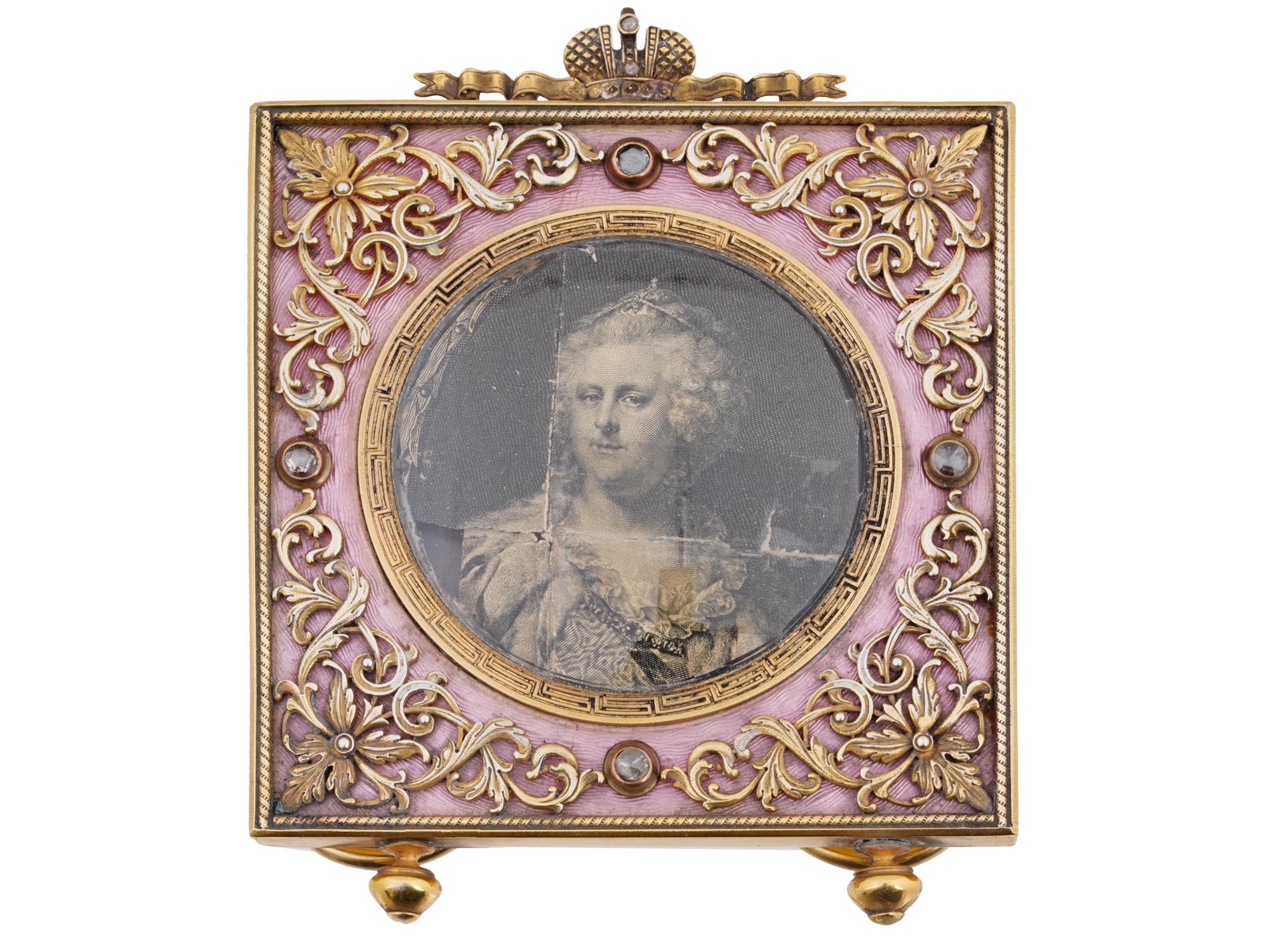 RUSSIAN GILT SILVER ENAMEL DIAMONDS PICTURE FRAME PIC-0