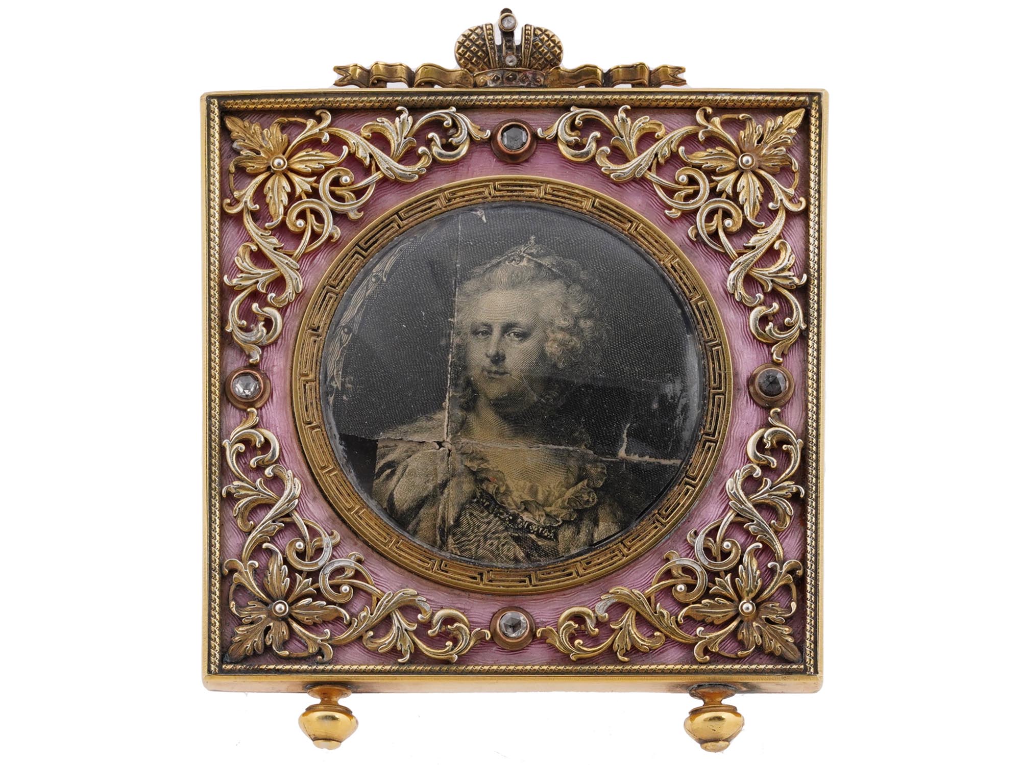 RUSSIAN GILT SILVER ENAMEL DIAMONDS PICTURE FRAME PIC-5