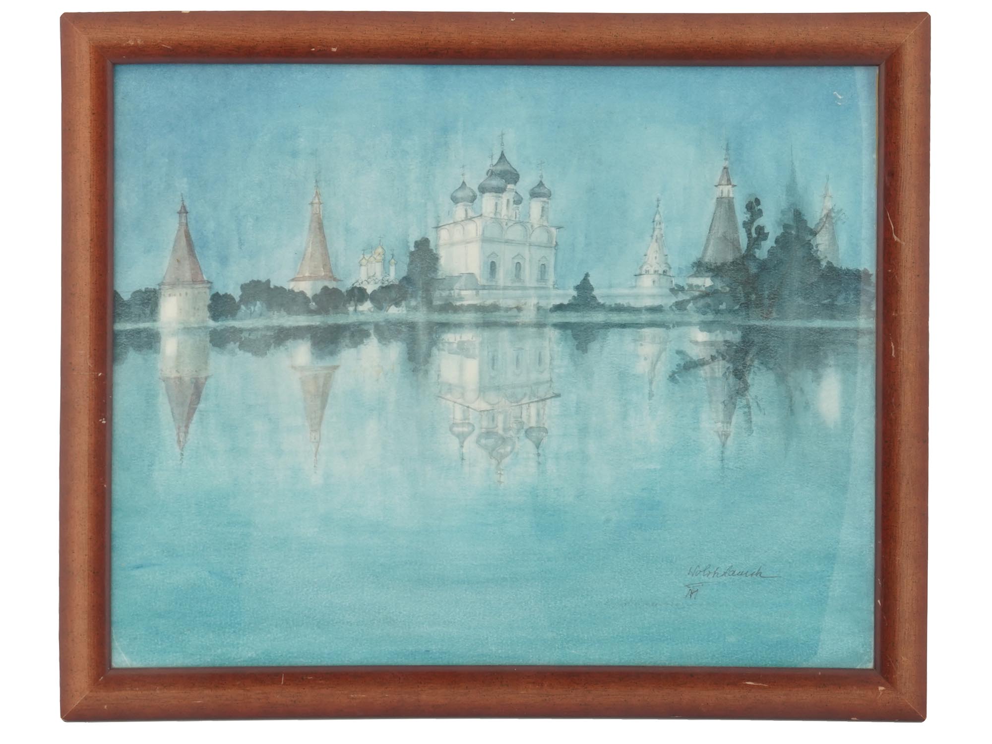 RUSSIAN CHURCH WATERCOLOR SIGNED BY THE ARTIST PIC-0
