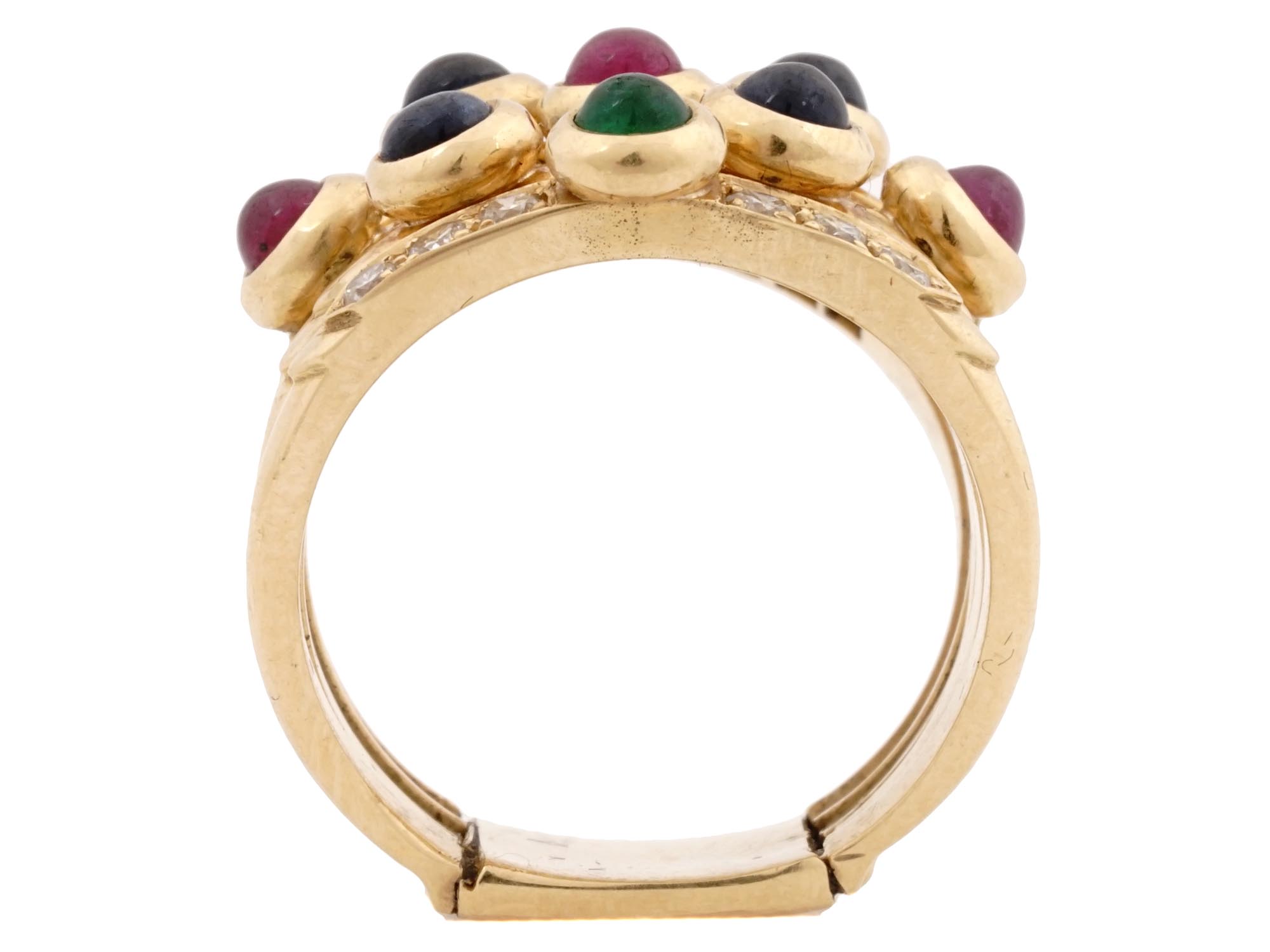 VINTAGE 18K GOLD GEMSTONE CLUSTER RING WITH STONES PIC-5
