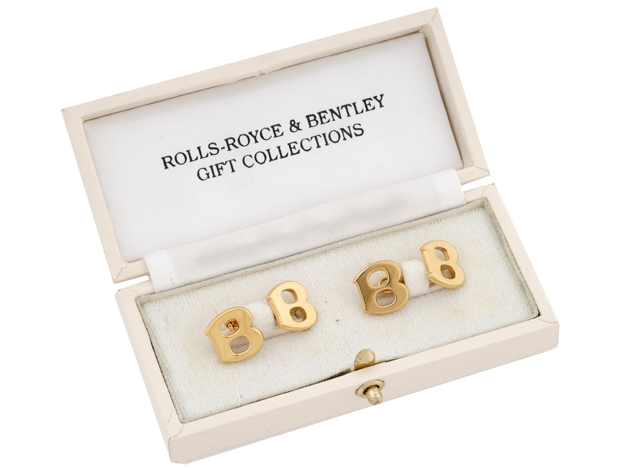 10K GOLD PLATED SILVER ENGLISH BENTLEY CUFF LINKS PIC-0