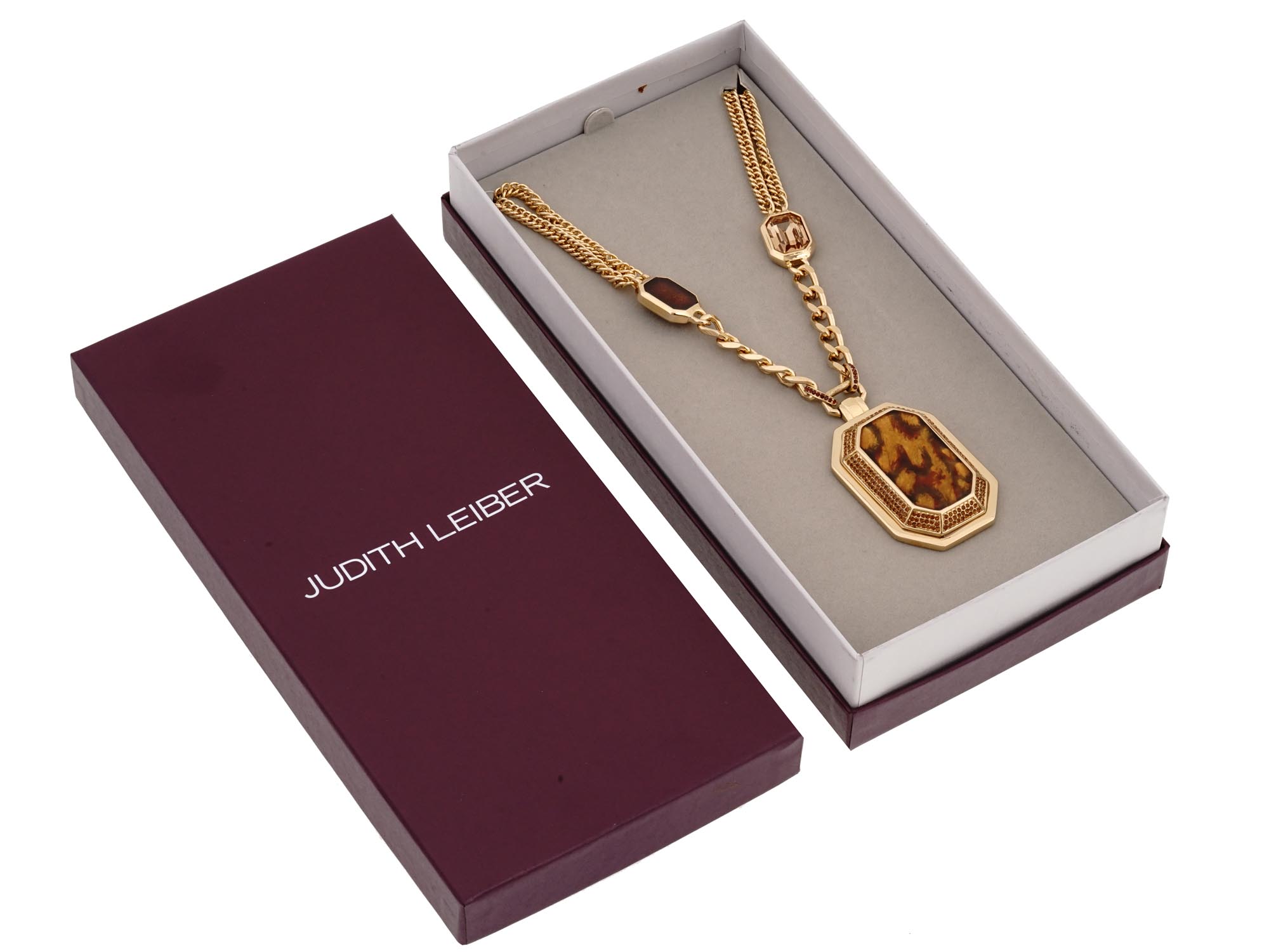 JUDITH LEIBER GOLD PLATED CHEETAH PENDANT IOB PIC-0