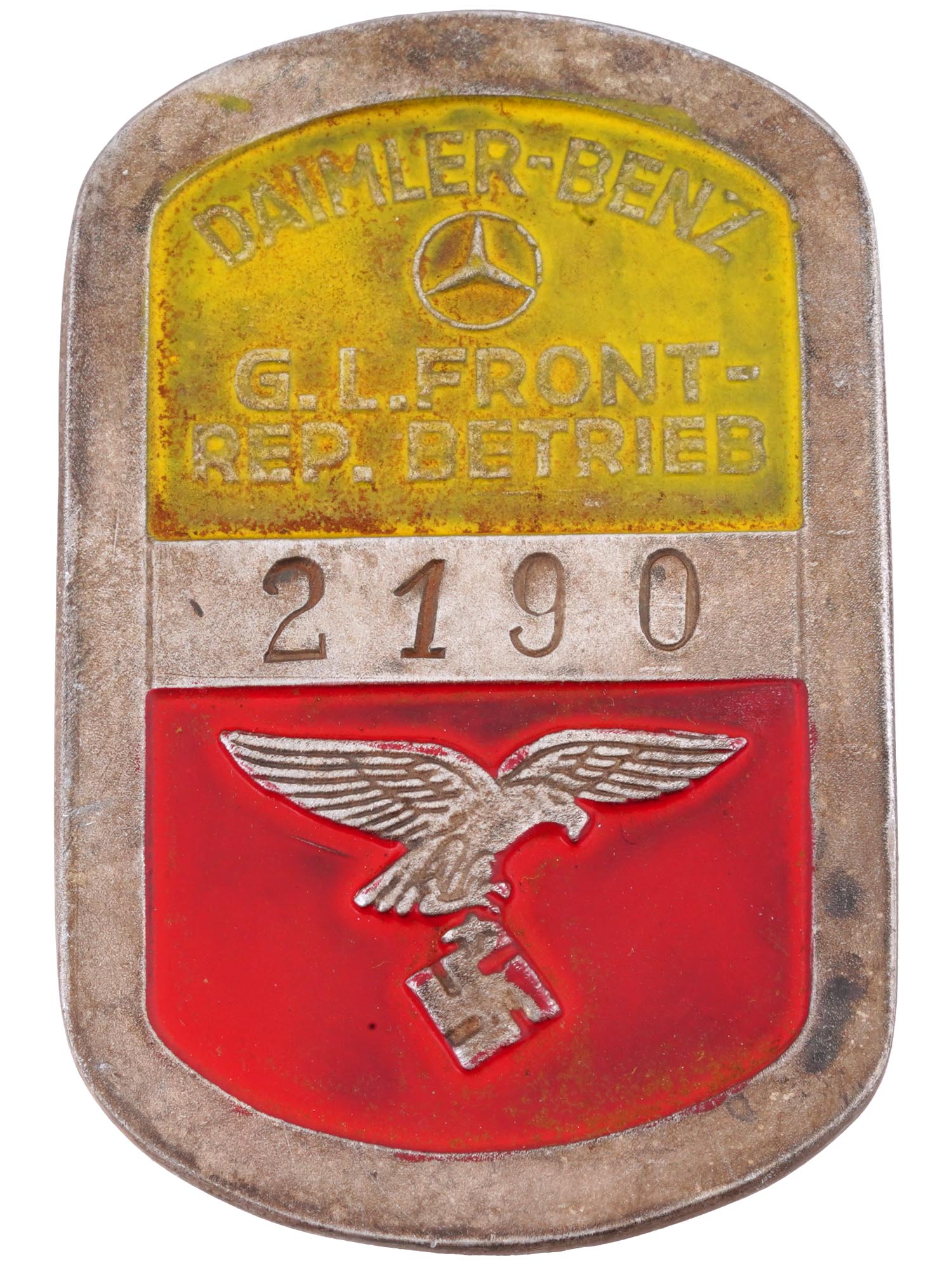 WWII GERMAN DAIMLER BENZ FACTORY EMPLOYEE BADGE PIC-0