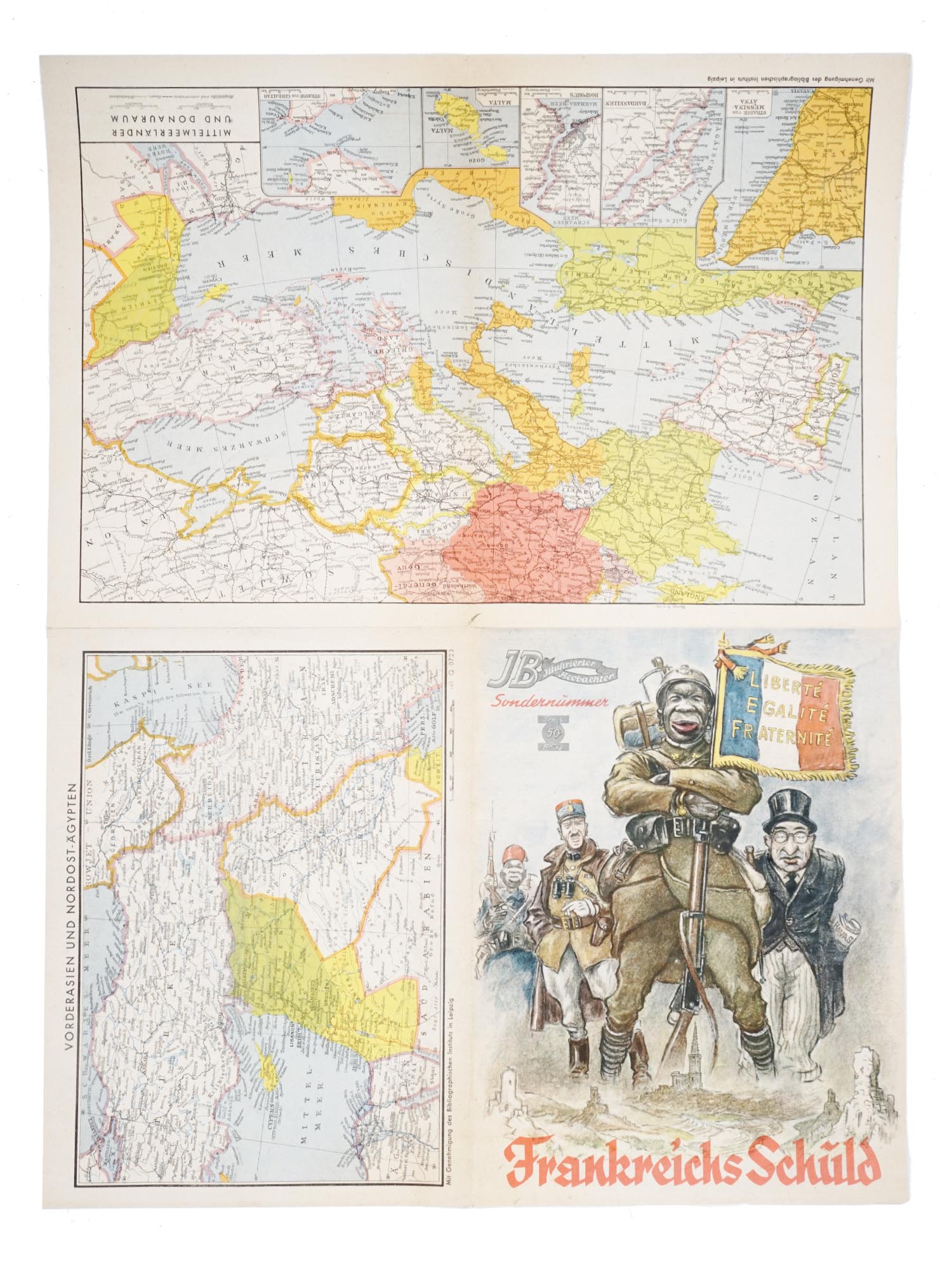 RARE WWII GERMAN ILLUSTRATION FOLDING MAP OF FRANCE PIC-2