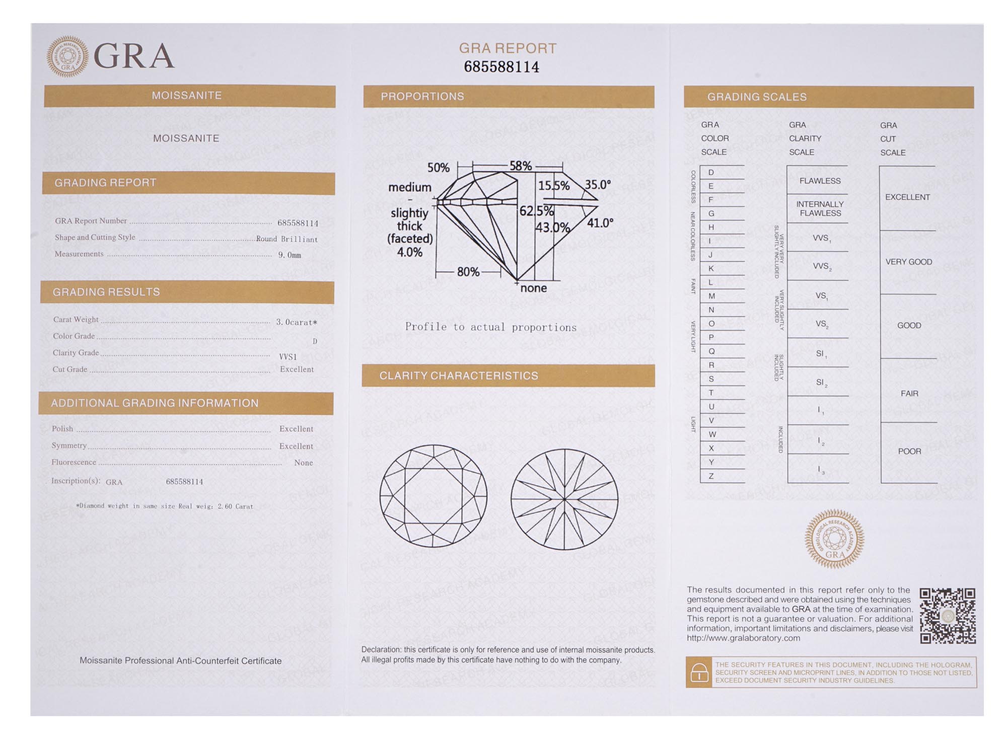 TWO MOISSANITES WITH GRA CERTIFICATE 2 CT AND 3 CT PIC-4