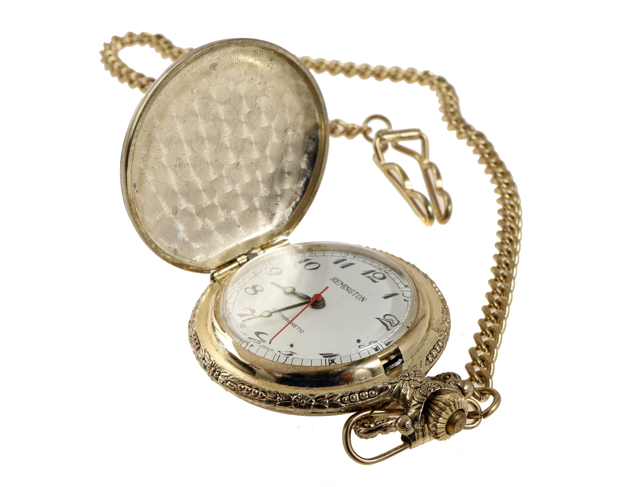 SET OF SEVEN REMINGTON POCKET WATCHES WITH CHAINS PIC-7