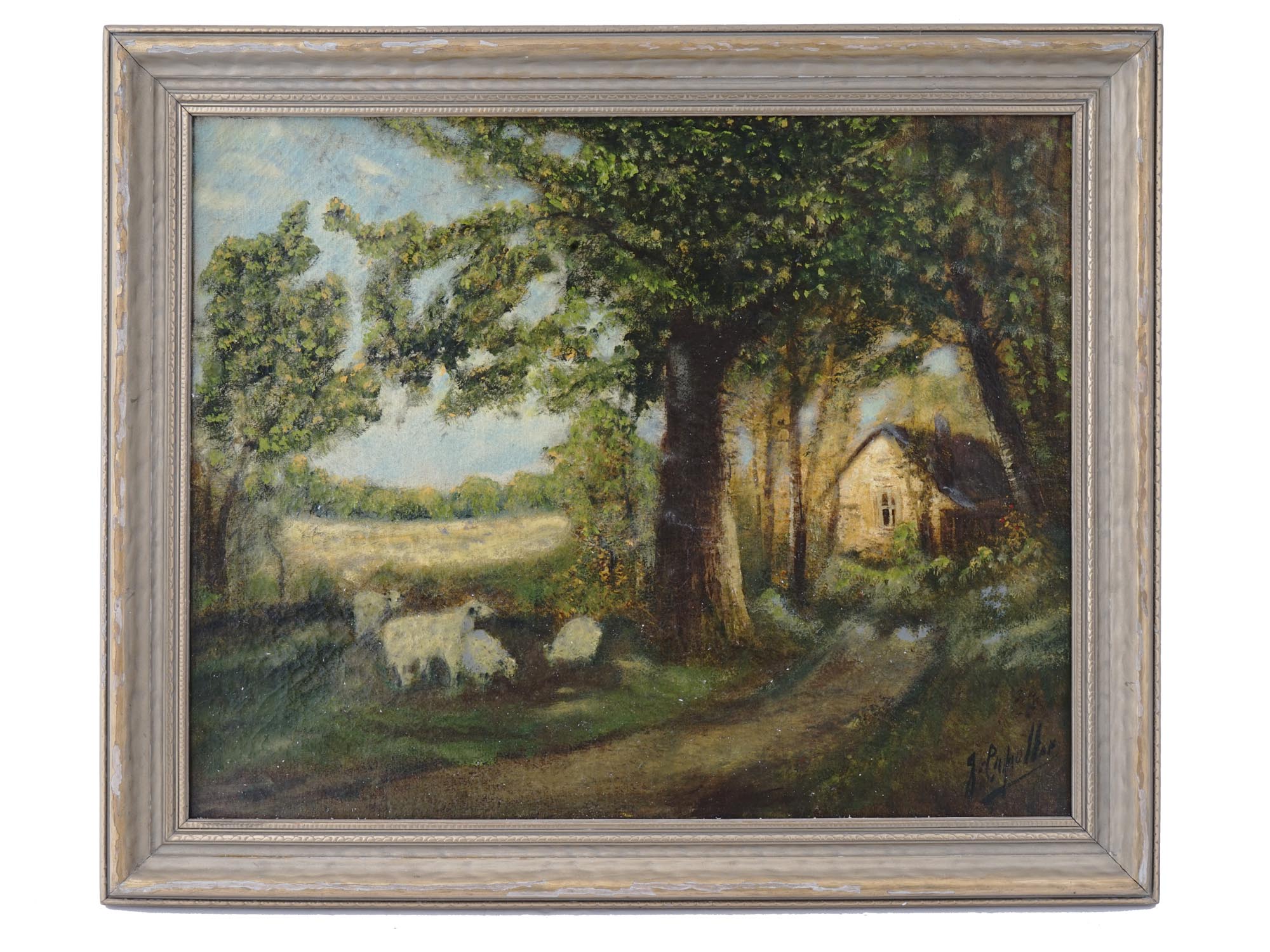 EUGENE CAPELLE ANTIQUE 19TH C FRENCH OIL PAINTING PIC-0