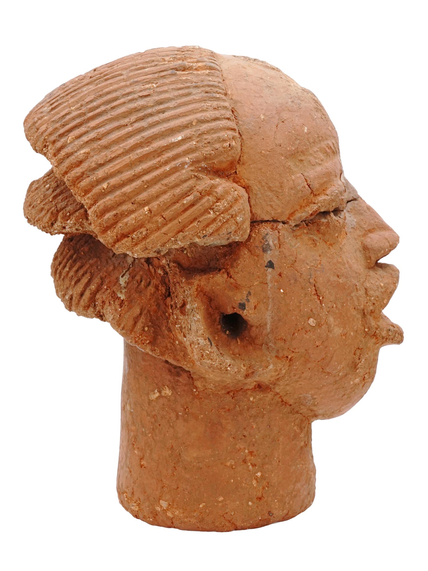 ANCIENT AFRICAN NOK TERRACOTTA HEAD SCULPTURE PIC-4