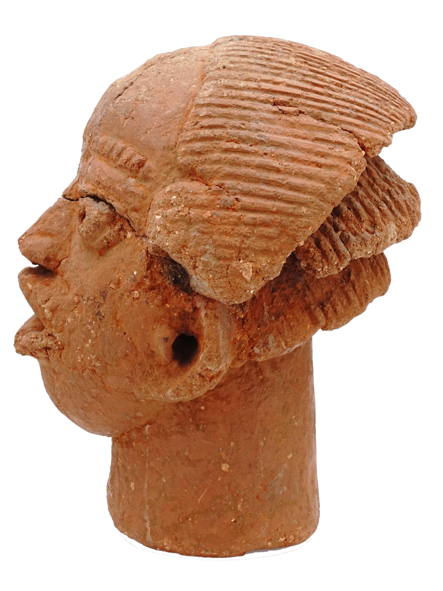 ANCIENT AFRICAN NOK TERRACOTTA HEAD SCULPTURE PIC-2