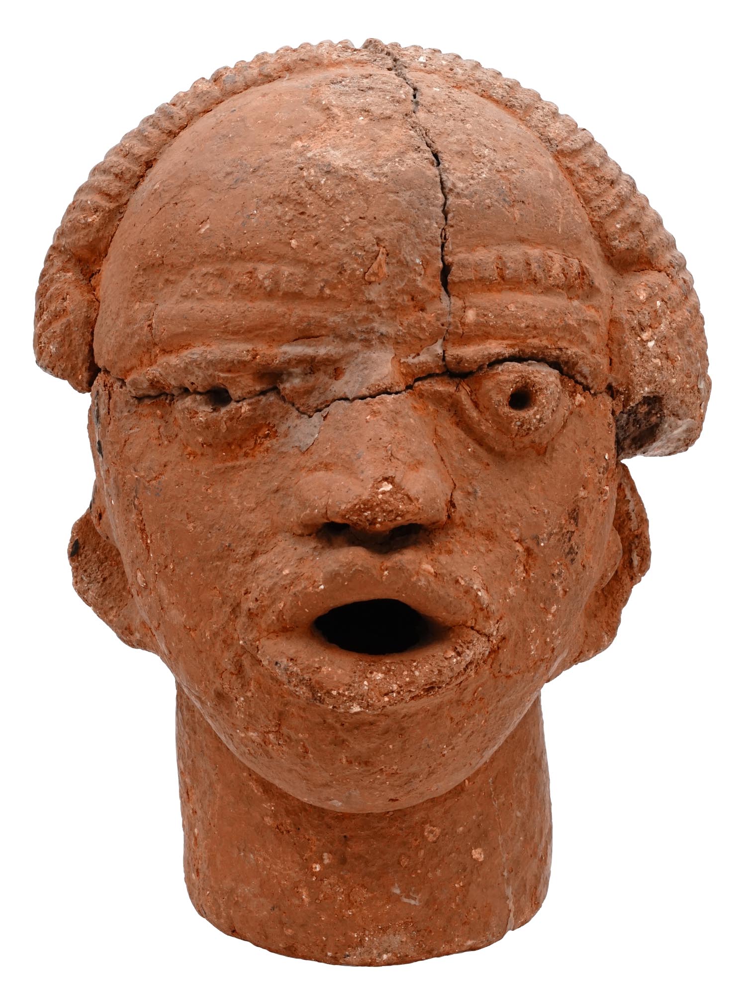 ANCIENT AFRICAN NOK TERRACOTTA HEAD SCULPTURE PIC-1