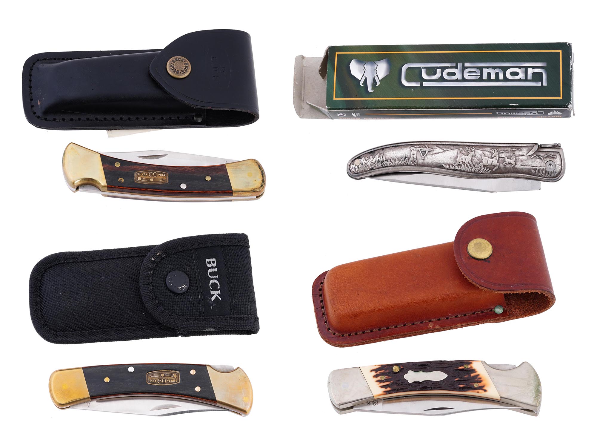 COLLECTION OF INTERNATIONAL POCKET KNIVES WITH SHEATHS PIC-1