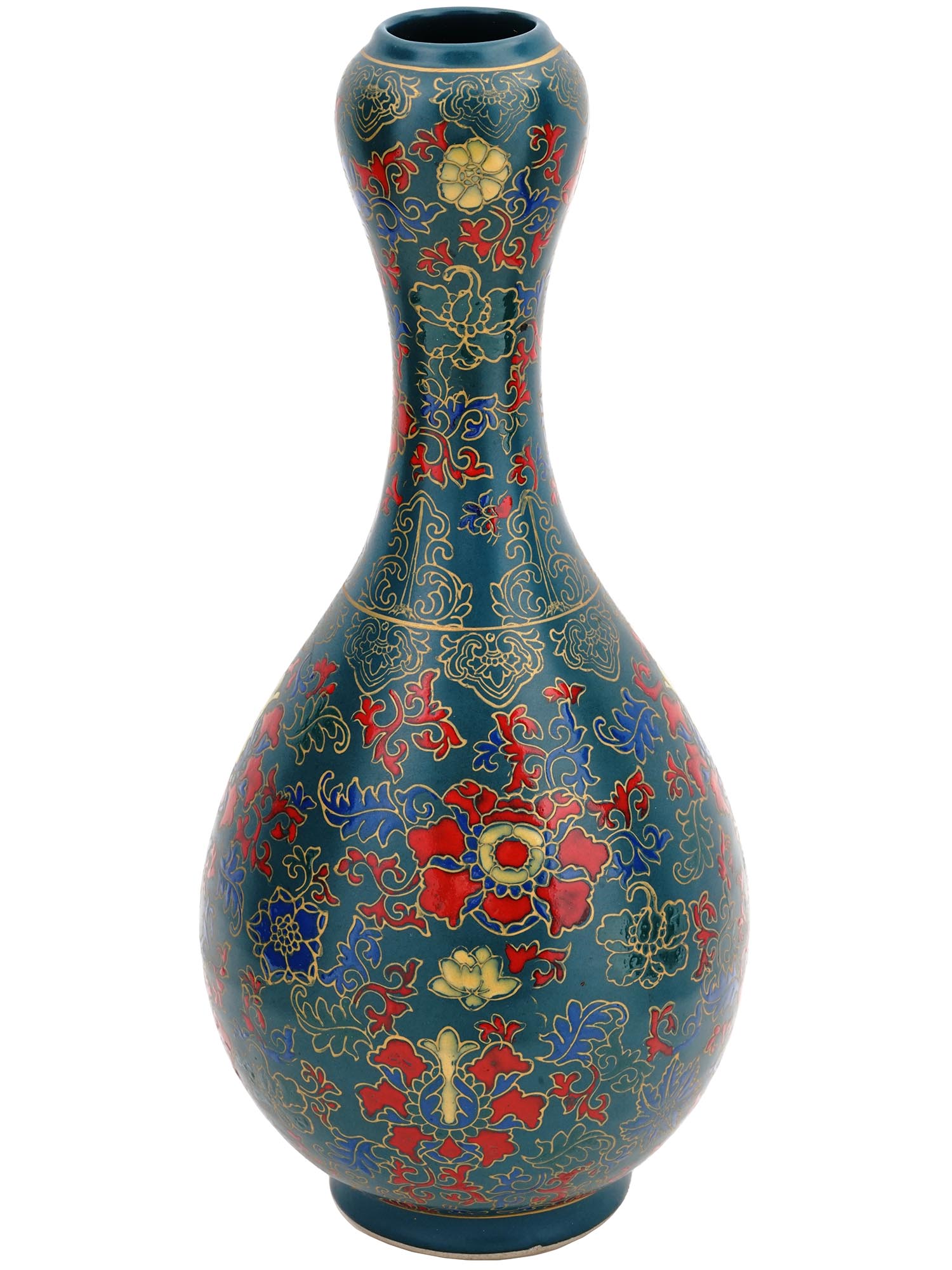 ANTIQUE CHINESE CERAMIC CLOISONNE GOURD SHAPED VASE PIC-0
