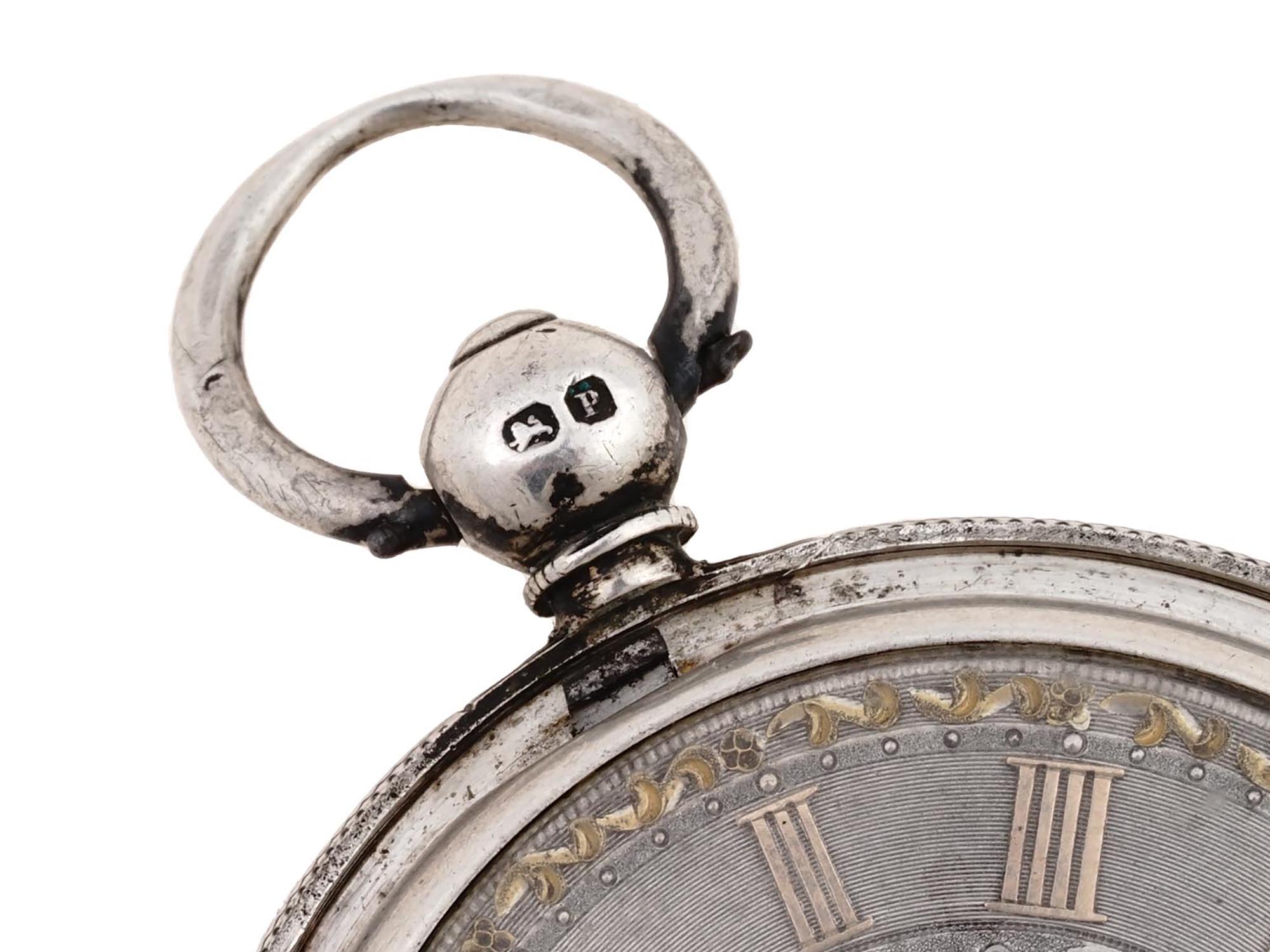 ANTIQUE ENGLISH SILVER POCKET WATCH PIC-5