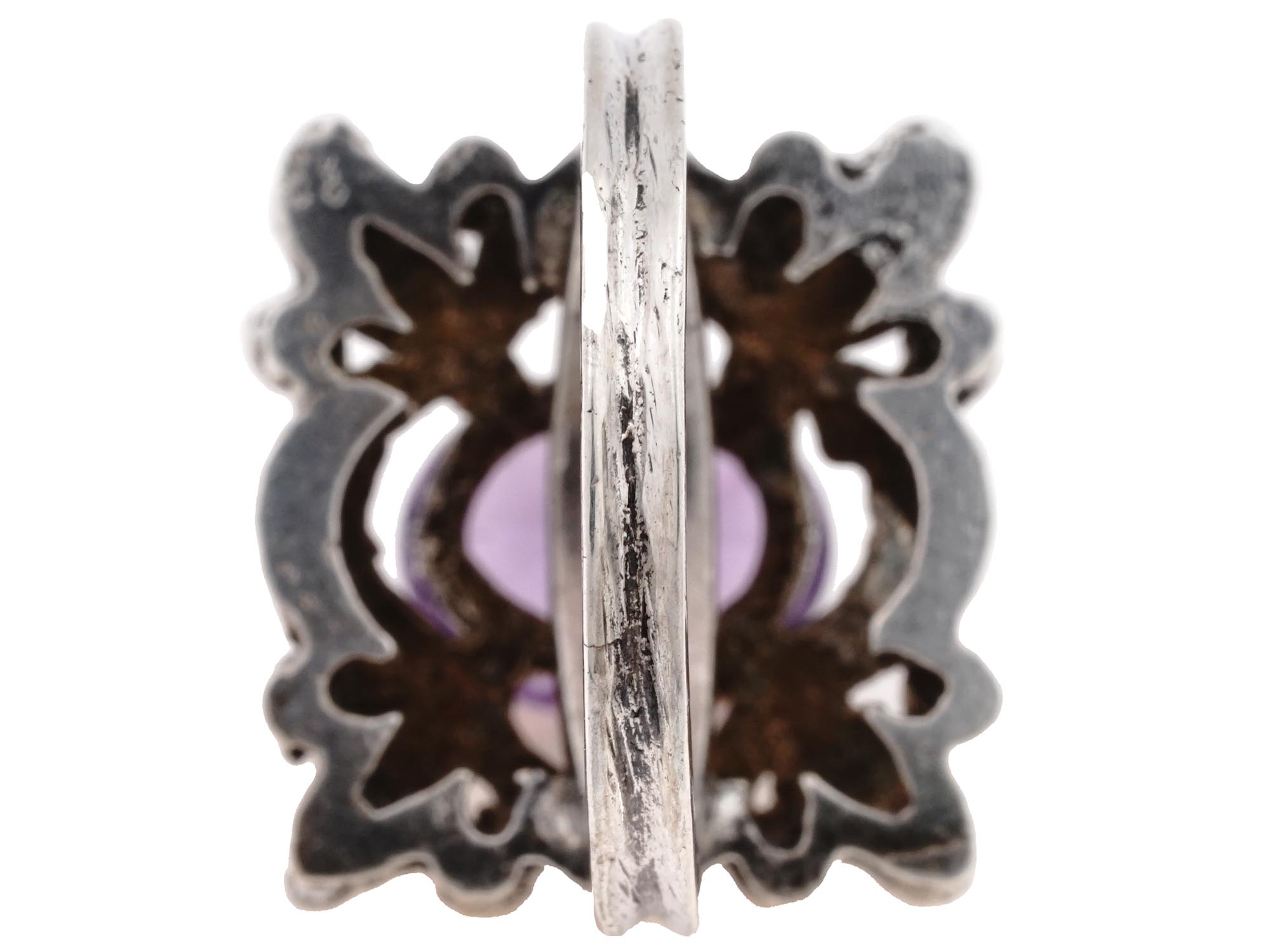 ART NOUVEAU 800 SILVER AMETHYST STONE JEWELRY RING PIC-6
