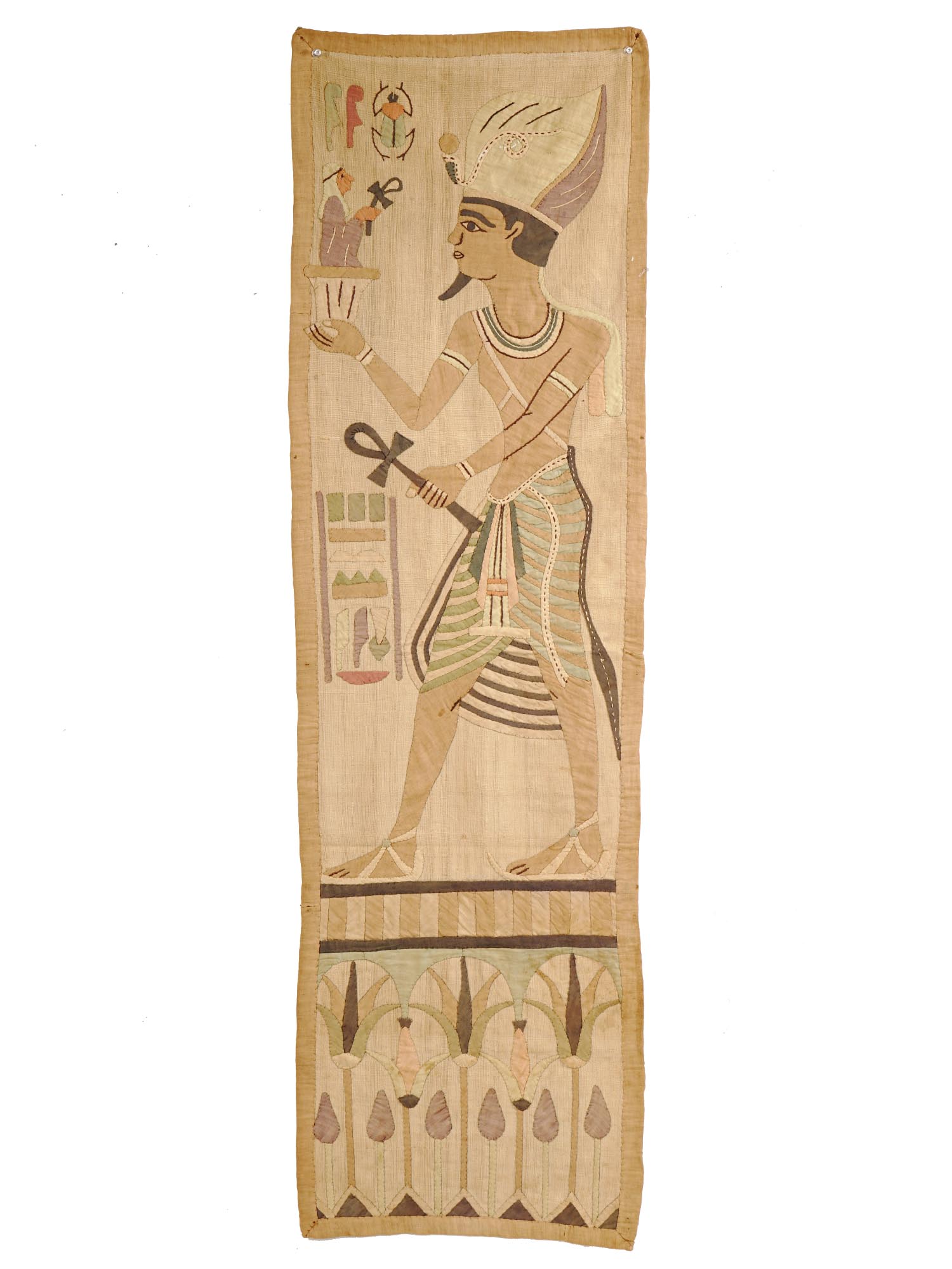 VINTAGE EGYPTIAN PHARAOH PATCHWORK WALL HANGING