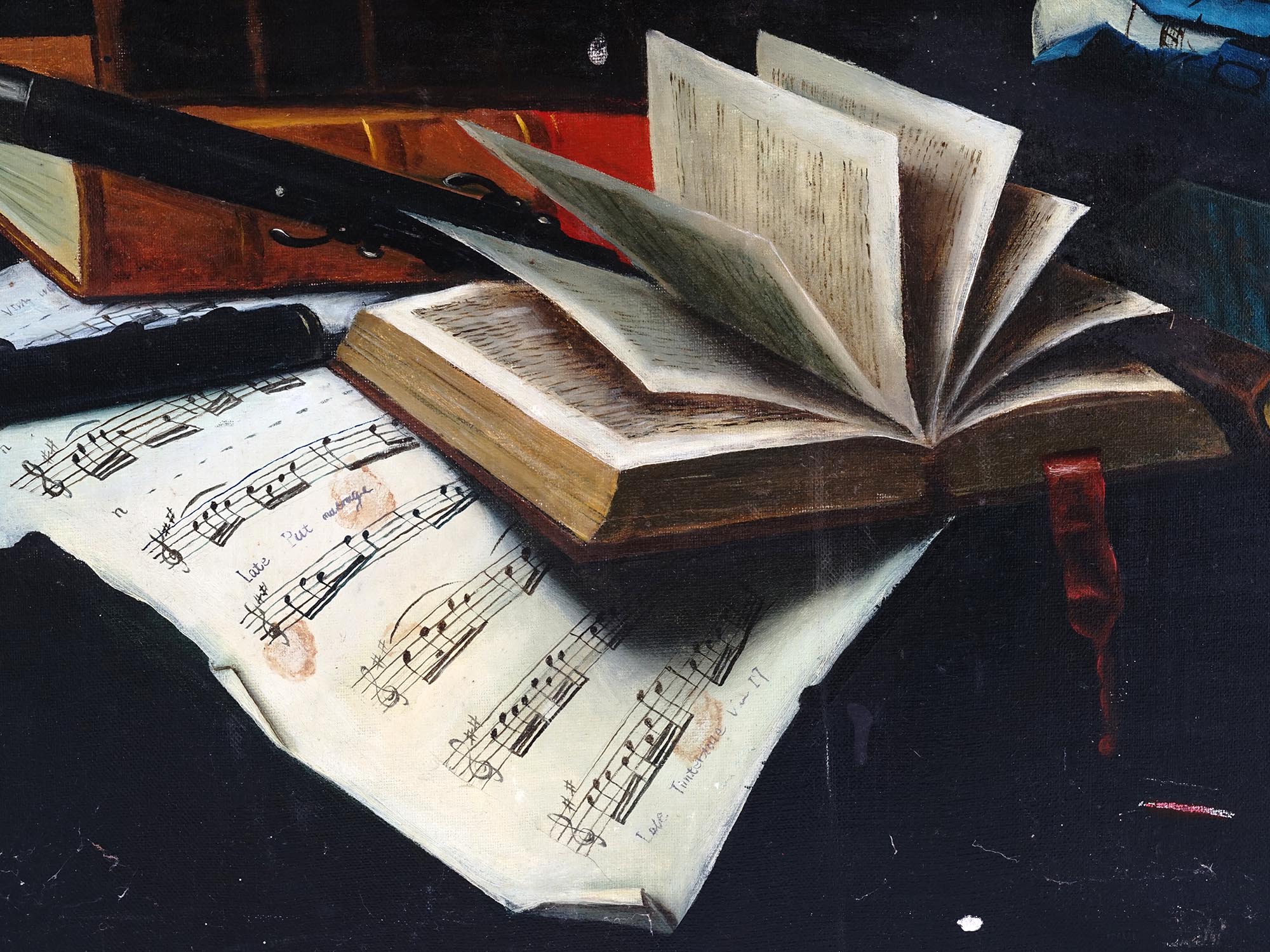 STILL LIFE WITH BOOKS PAINTING AFTER W.M. HARNETT PIC-3