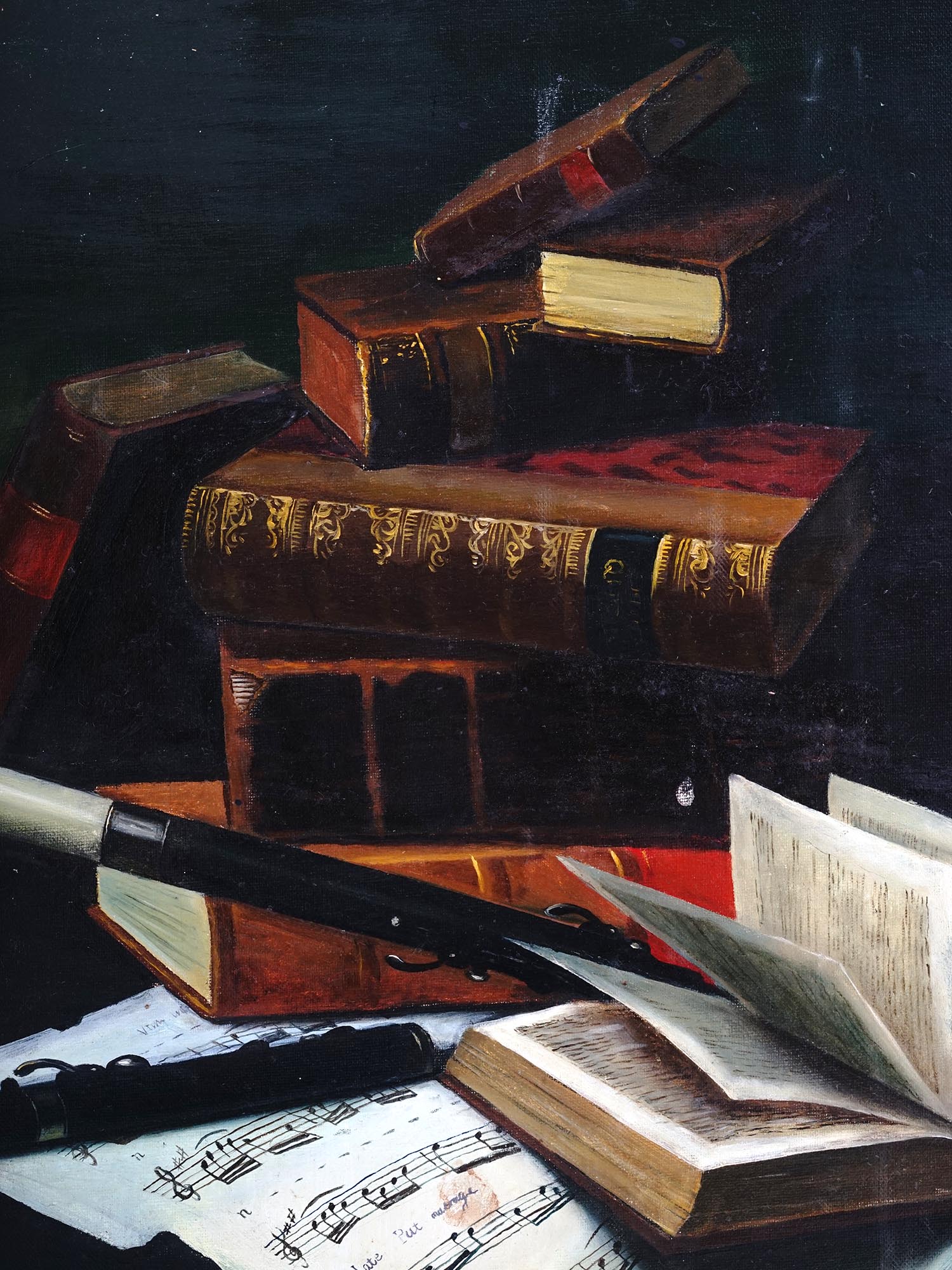 STILL LIFE WITH BOOKS PAINTING AFTER W.M. HARNETT PIC-5