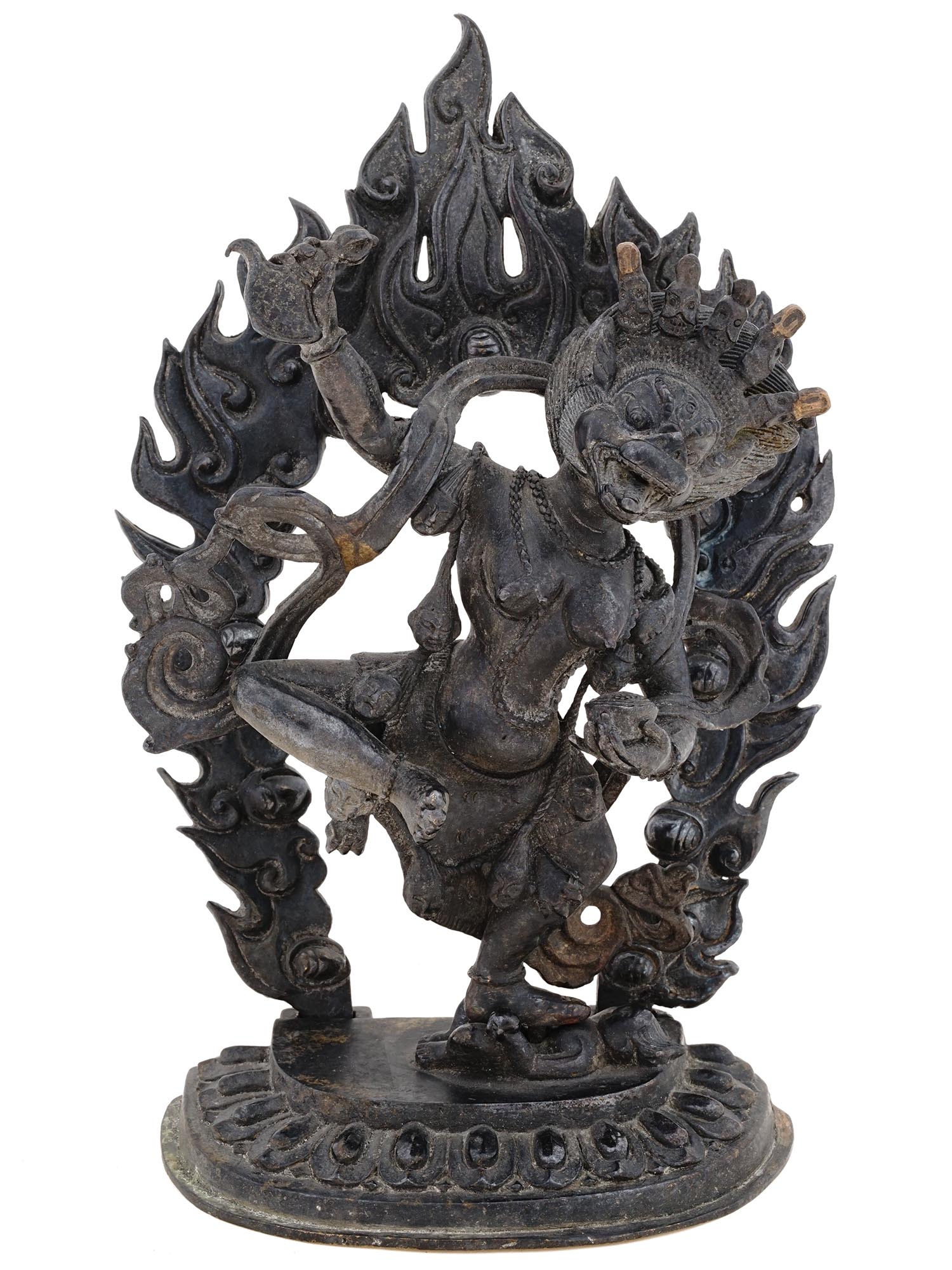 ANTIQUE SINO TIBETAN BRONZE STATUE OF YAMANTAKA PIC-1