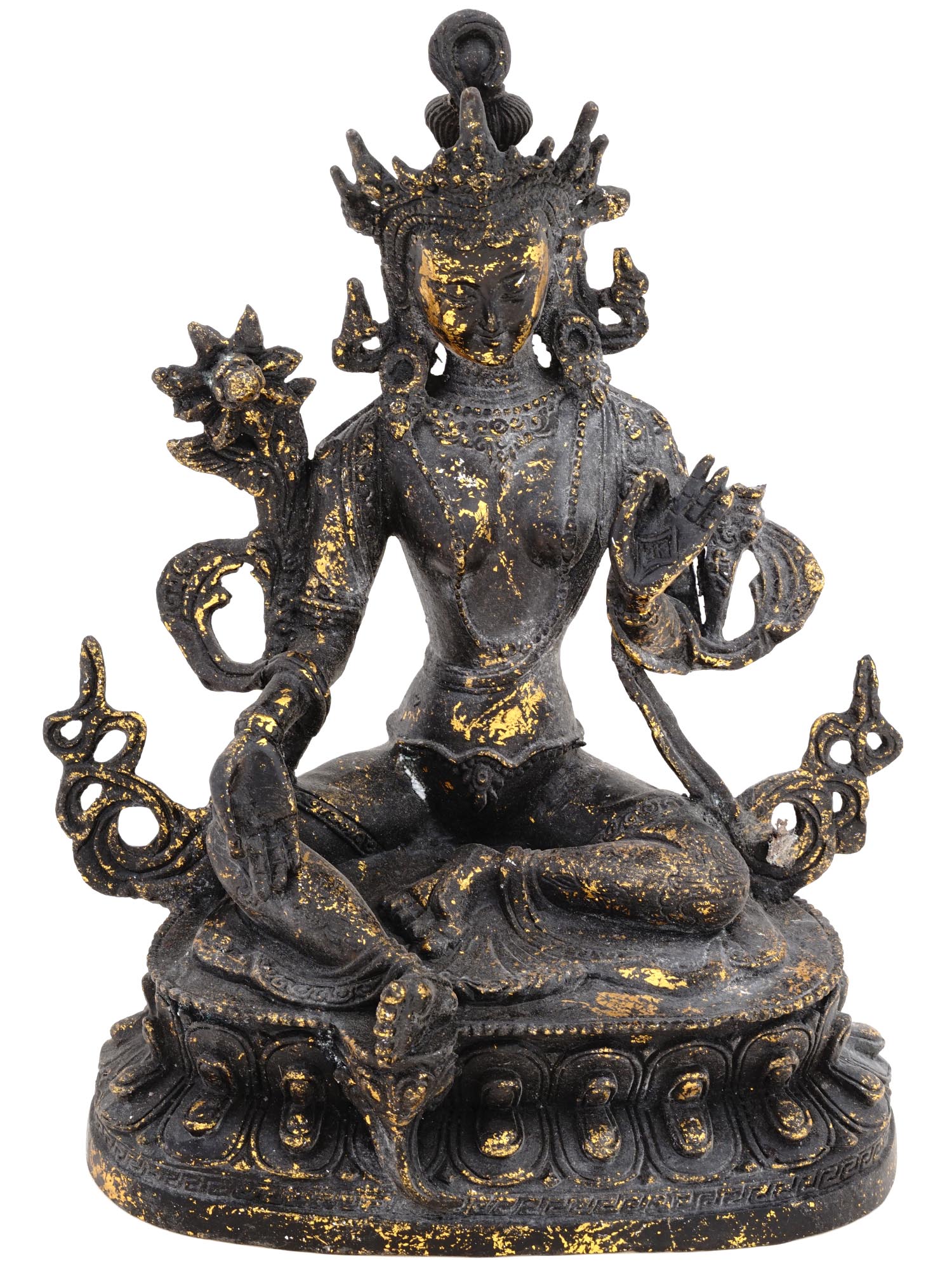 ANTIQUE SINO TIBETAN GILT BRONZE TARA  BUDDHA SCULPTURE PIC-1