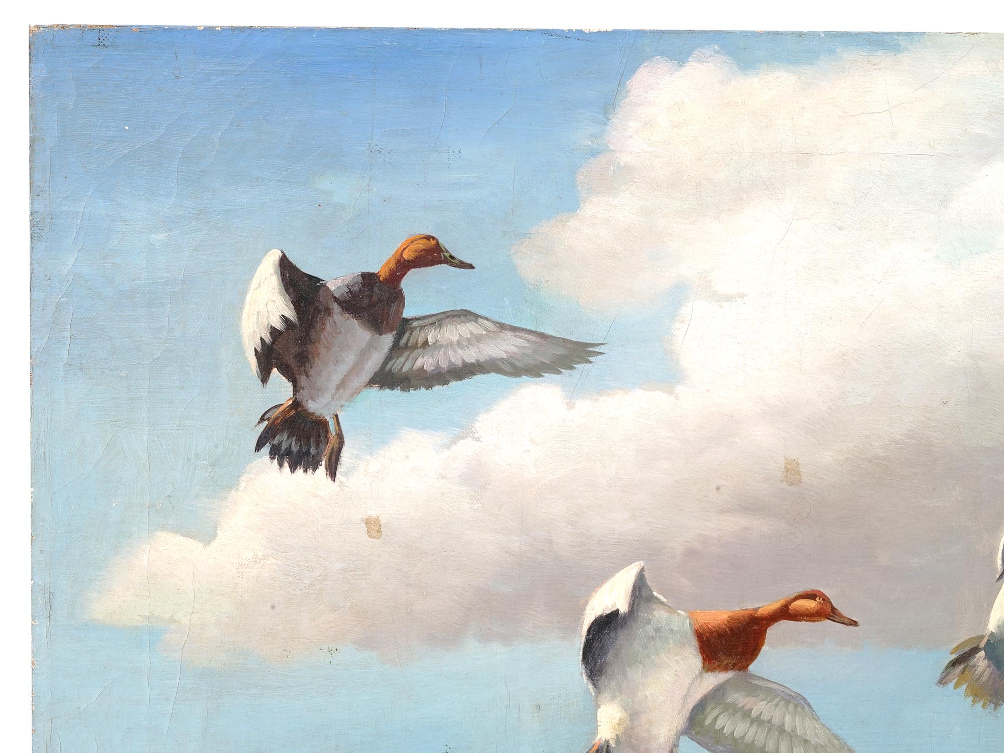 MID CENT SEASCAPE WITH DUCKS OIL PAINTING SIGNED PIC-2