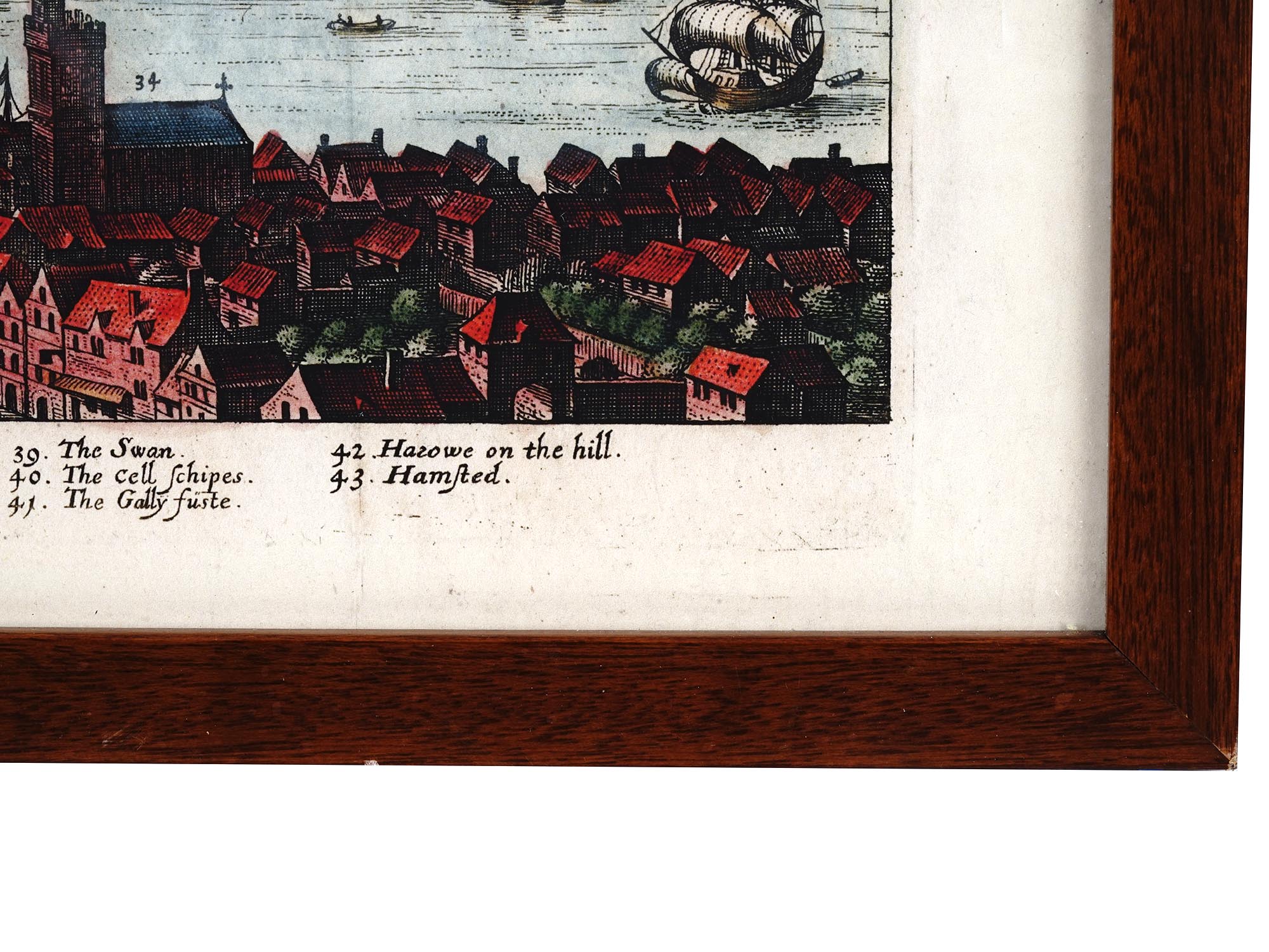 ANTIQUE VIEW LONDON HAND COLORED ETCHING BY MERIAN PIC-5