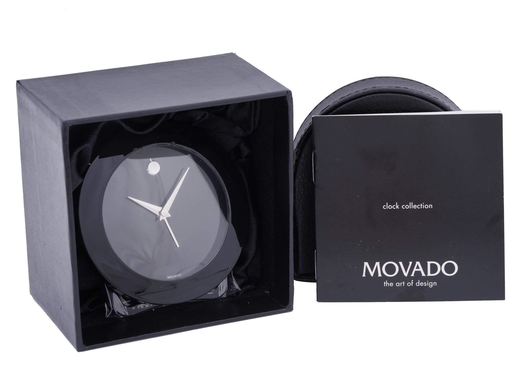 MOVADO TRAVEL ALARM CLOCK WITH ORIGINAL CASE PIC-0