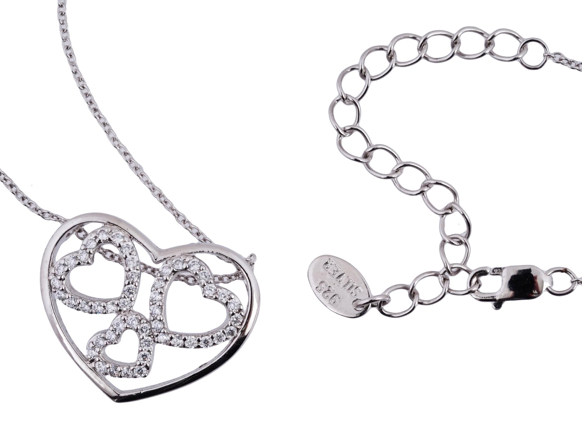 MODERN STERLING SILVER NECKLACE WITH HEART PENDANT PIC-1