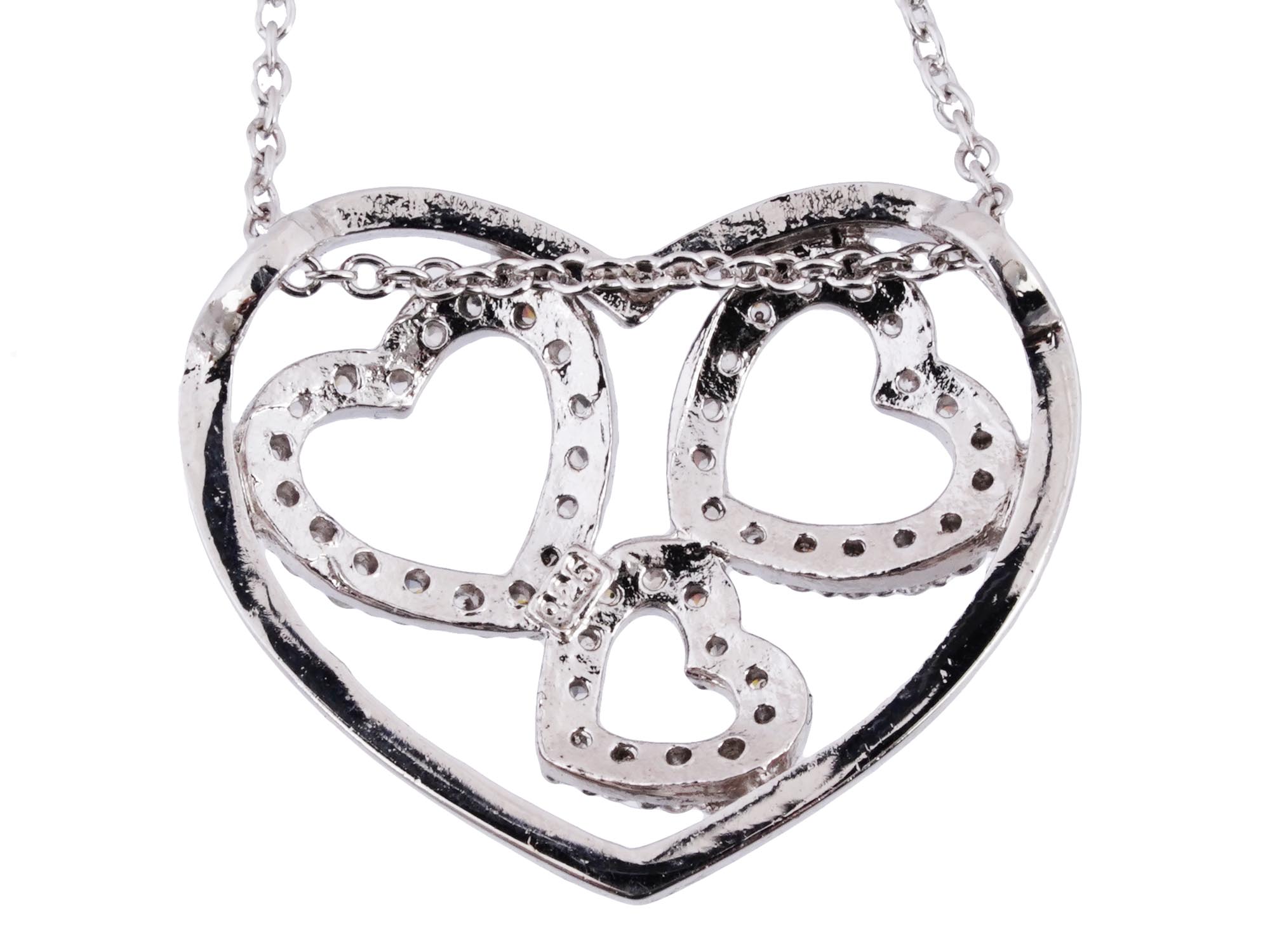 MODERN STERLING SILVER NECKLACE WITH HEART PENDANT PIC-2