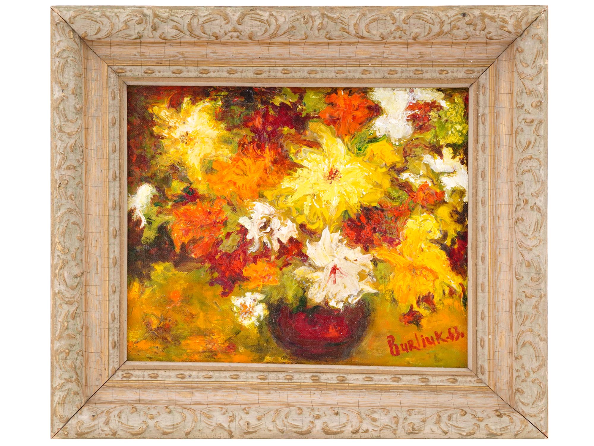 RUSSIAN STILL LIFE PAINTING ATTR DAVID BURLIUK PIC-0