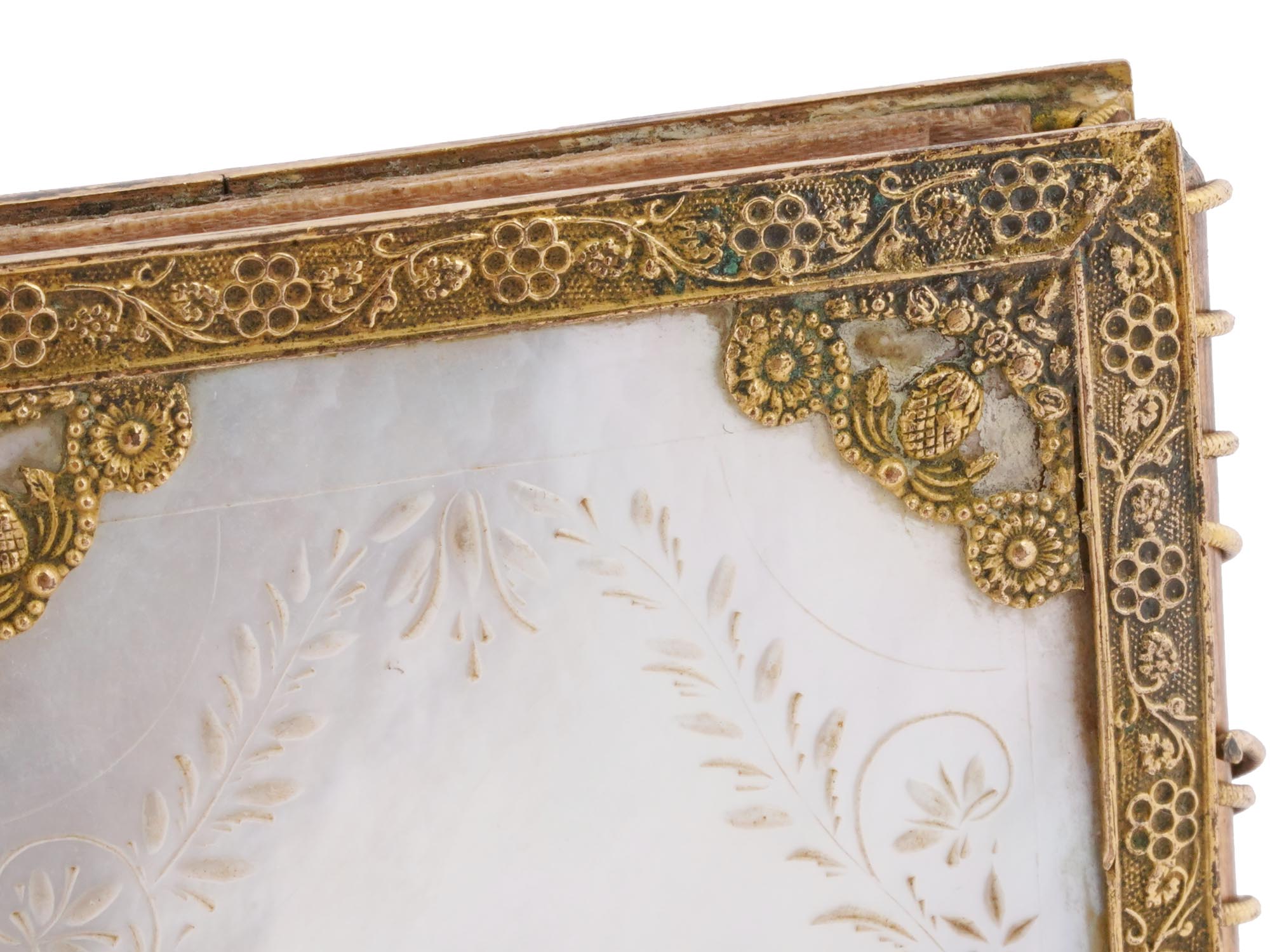 ANTIQUE GILT BRONZE AND MOTHER OF PEARL NOTEBOOK PIC-10