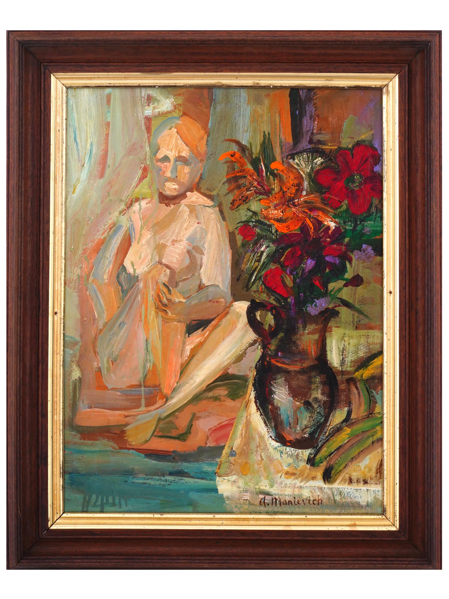 RUSSIAN DOUBLE SIDED NUDE PAINTING BY ABRAHAM MANIEVICH PIC-0