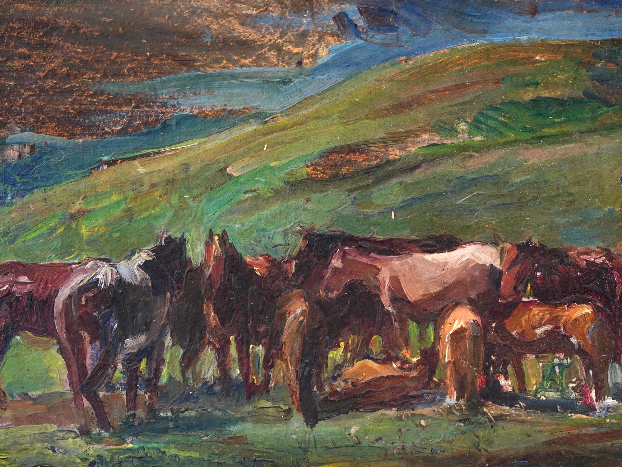 RUSSIAN SOVIET HORSES OIL PAINTING BY ROBERT FALK PIC-1