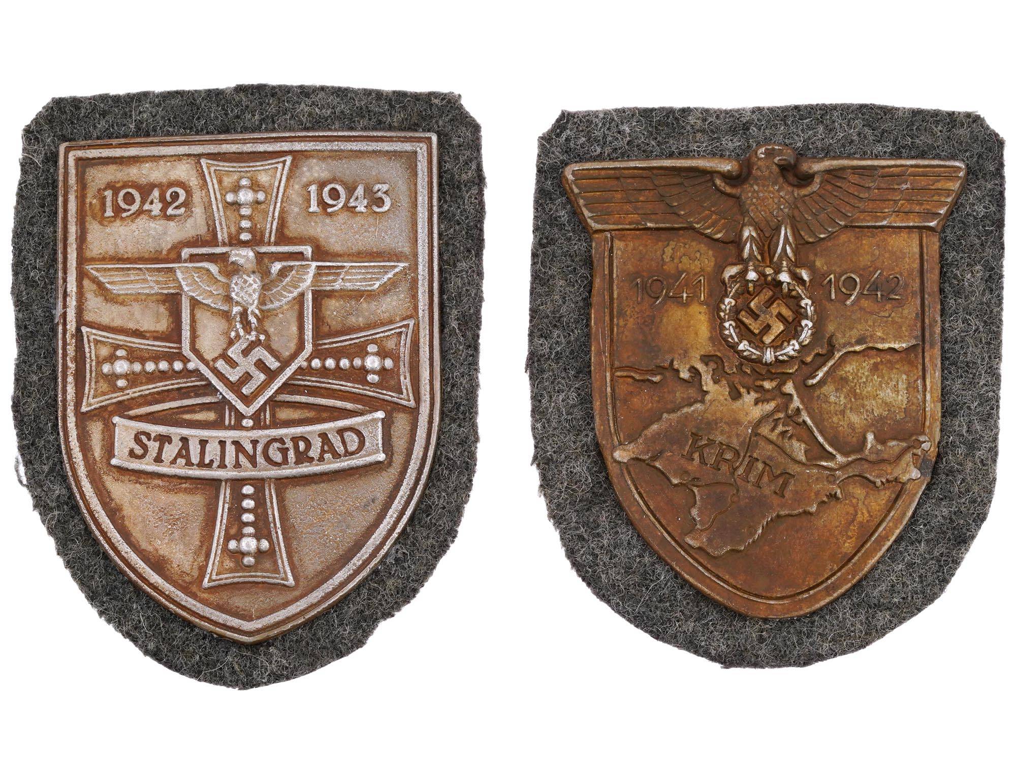 WWII NAZI GERMAN MILITARY STALINGRAD CRIMEA SHIELDS PIC-0