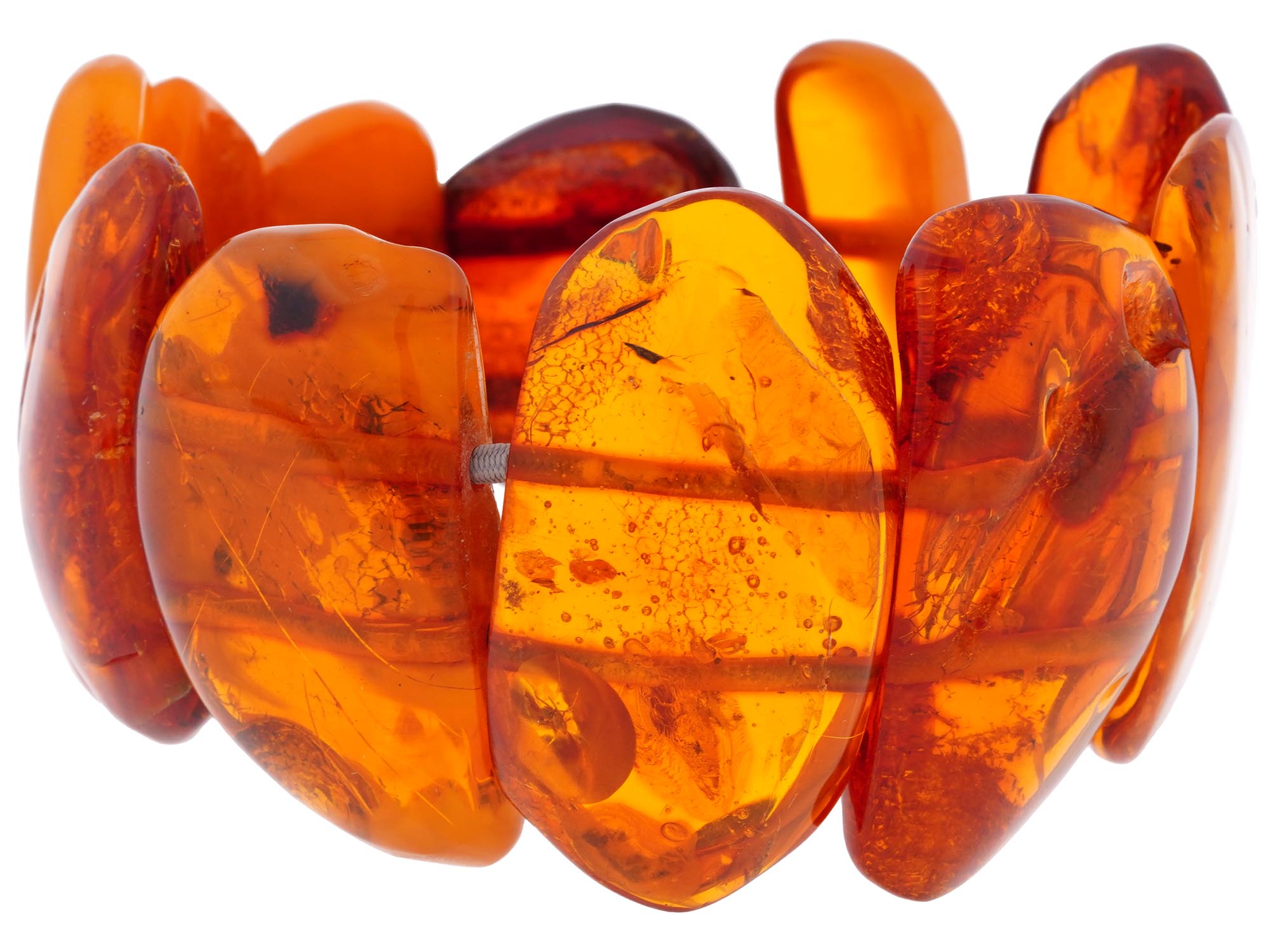 NATURAL AMBER STONE CUFFLINKS AND BEADED BRACELET PIC-2
