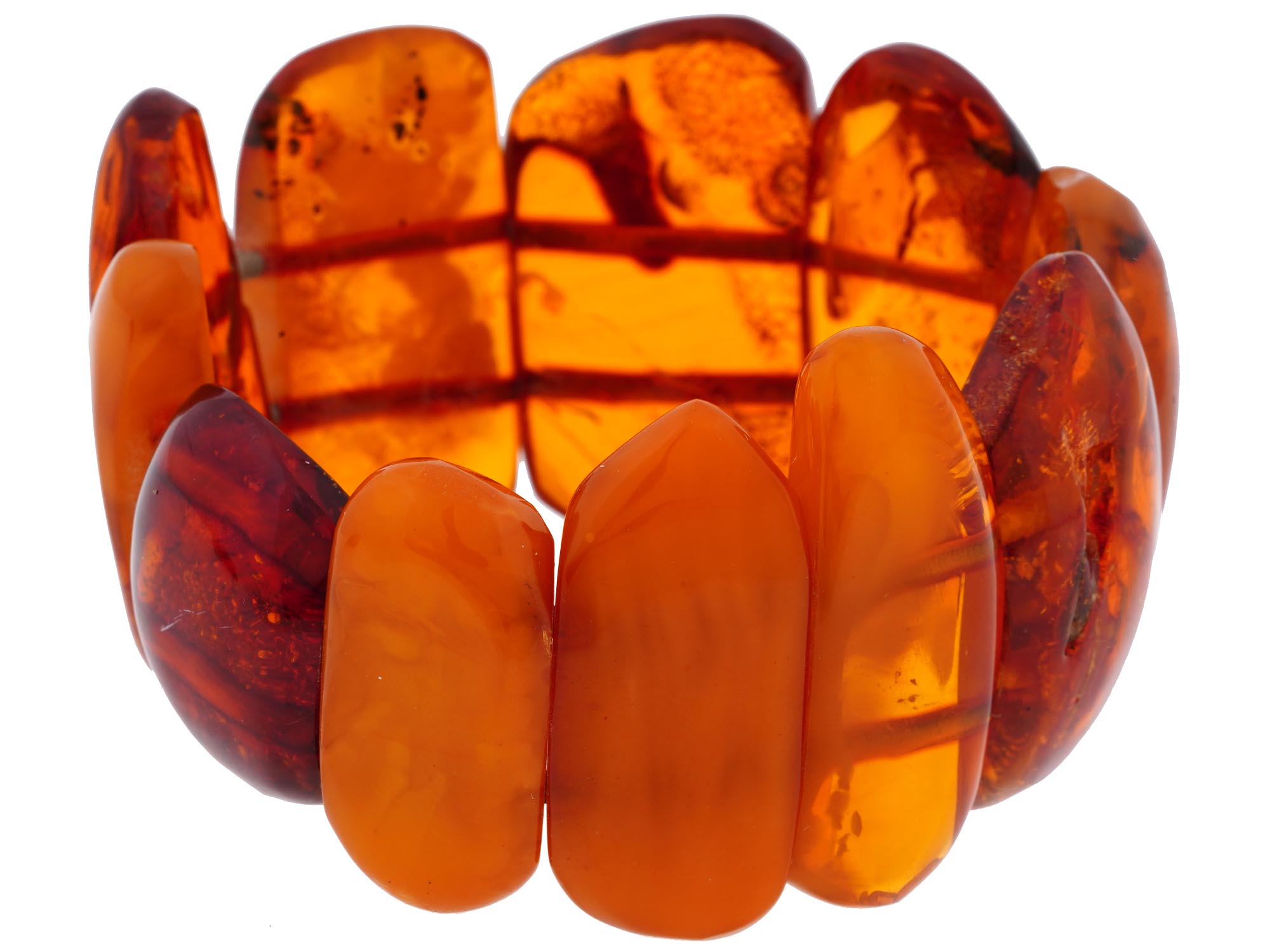 NATURAL AMBER STONE CUFFLINKS AND BEADED BRACELET PIC-1