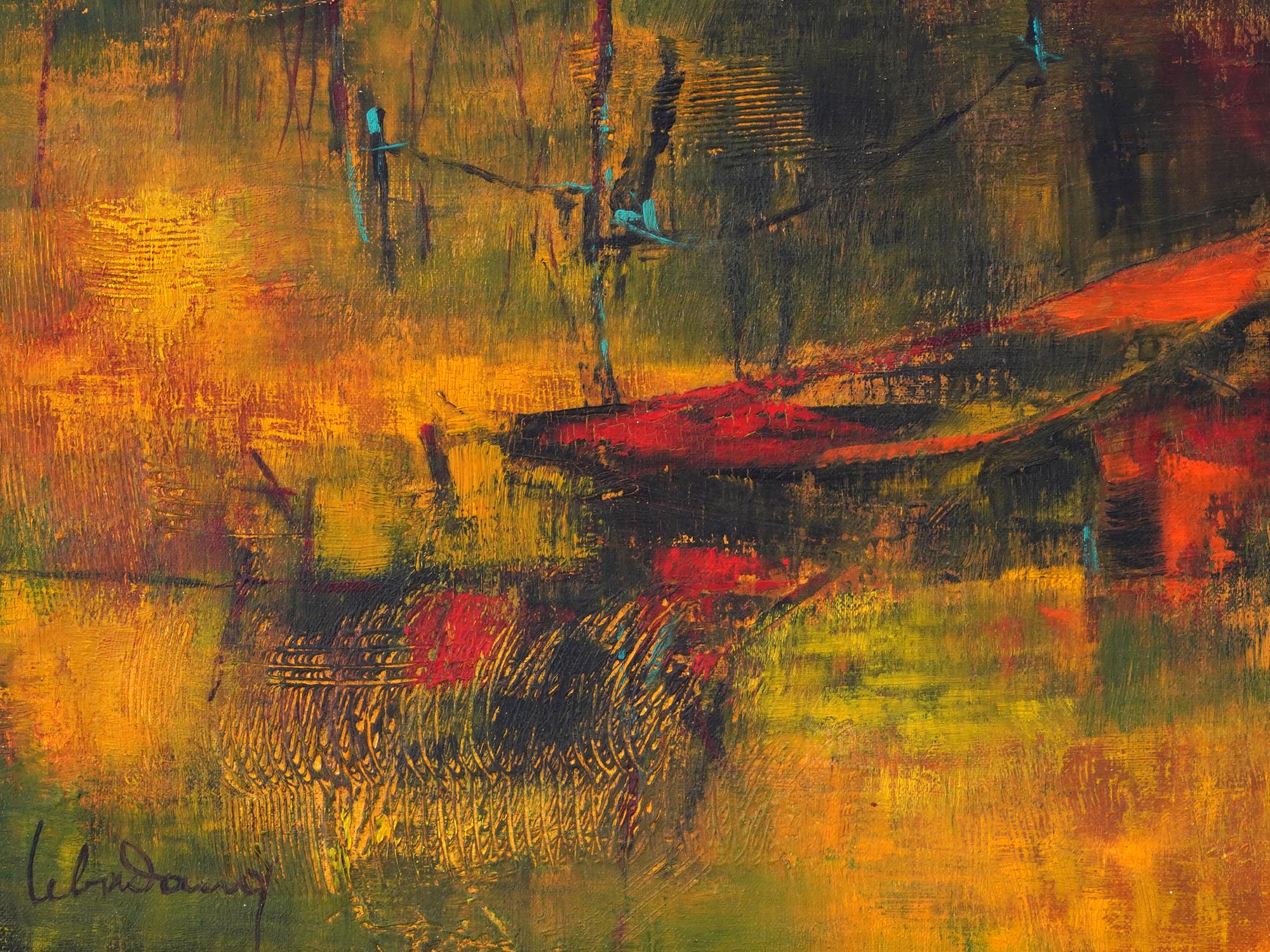 VIETNAMESE ABSTRACT SEASCAPE PAINTING BY LEBADANG PIC-1
