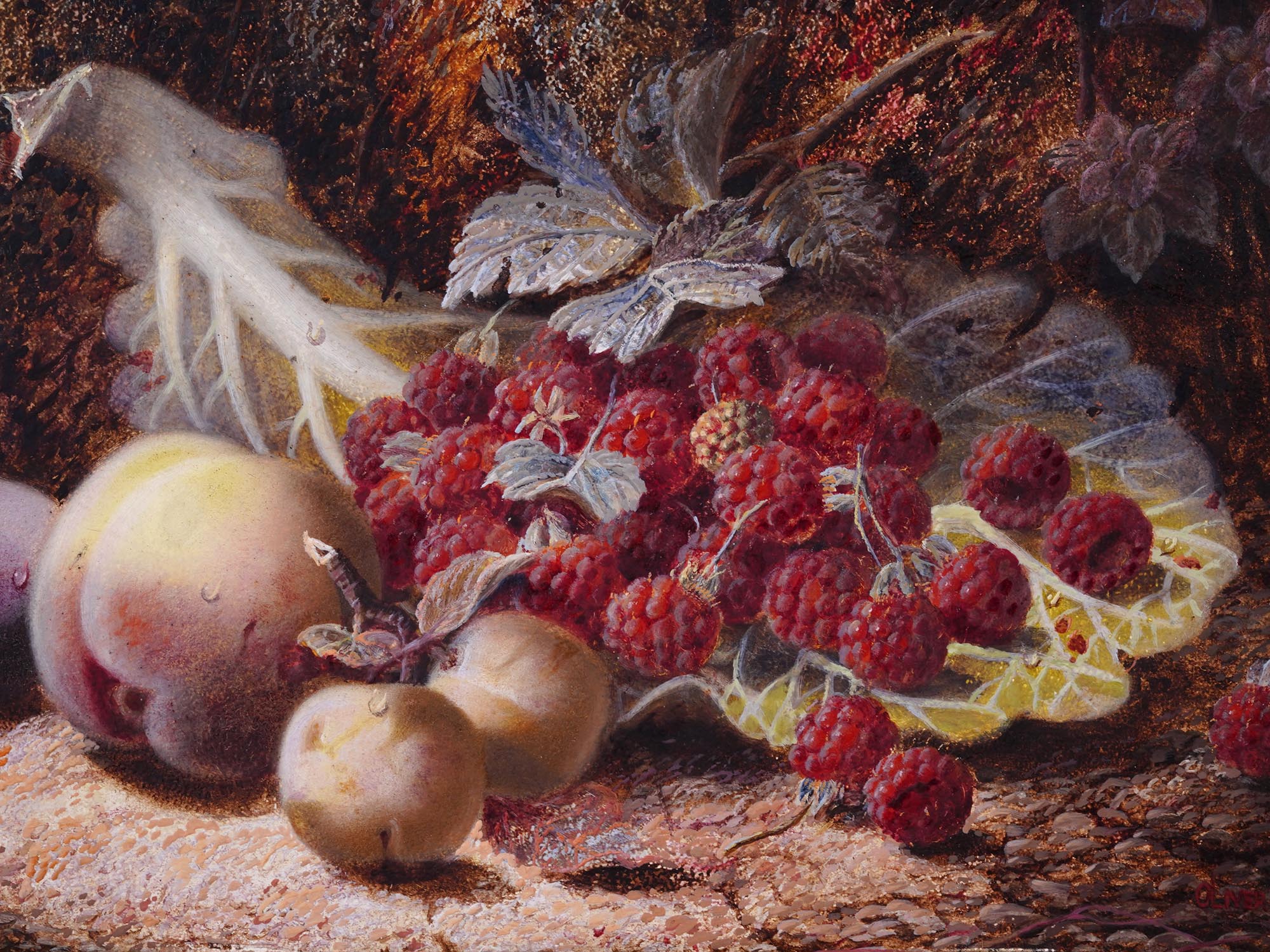 ENGLISH FRUIT STILL LIFE PAINTING BY OLIVER CLARE PIC-1