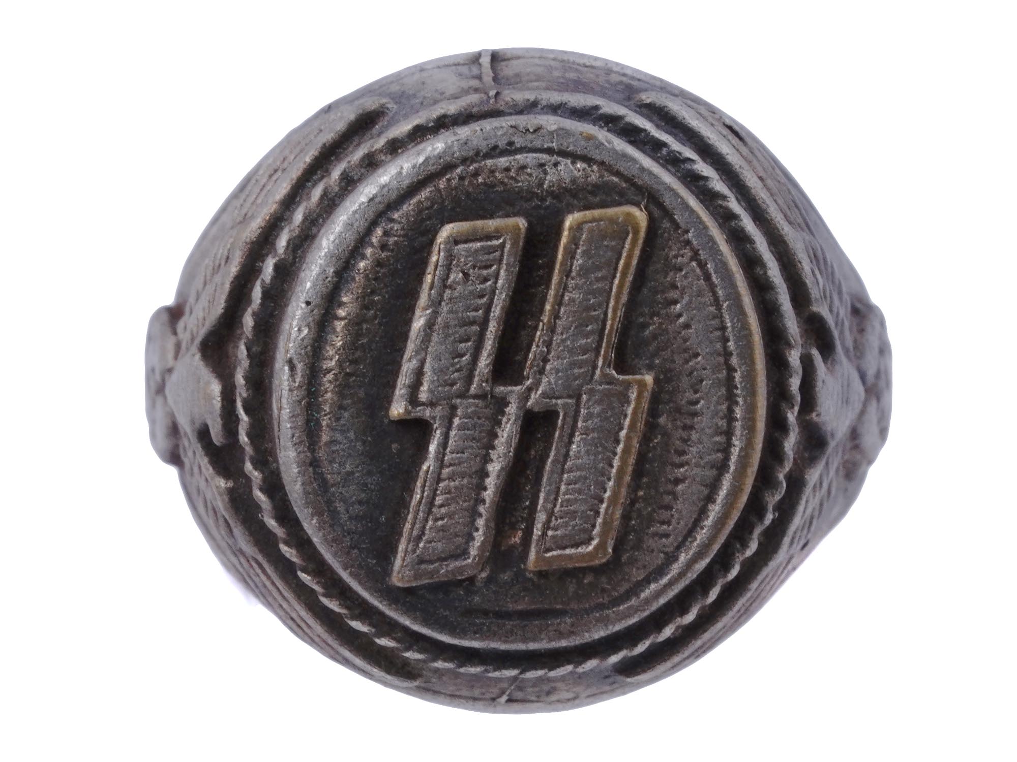 WWII NAZI GERMAN WAFFEN SS RUNES SIGNET RING PIC-0