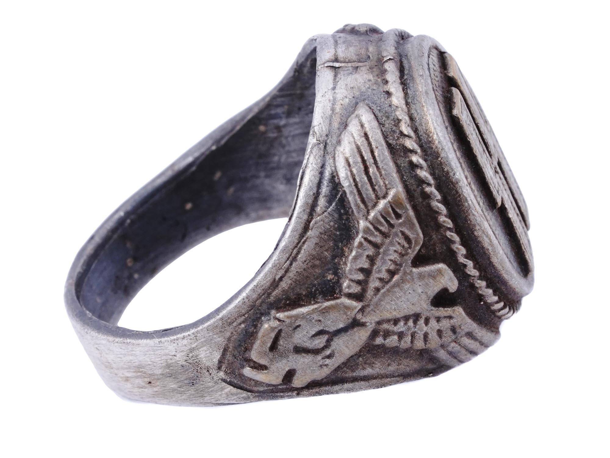 WWII NAZI GERMAN WAFFEN SS RUNES SIGNET RING PIC-3